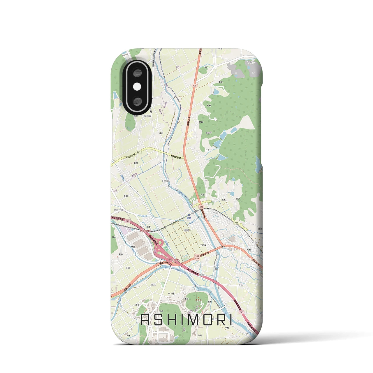 【足守(岡山県)】地図柄iPhoneケース(バックカバータイプ)
