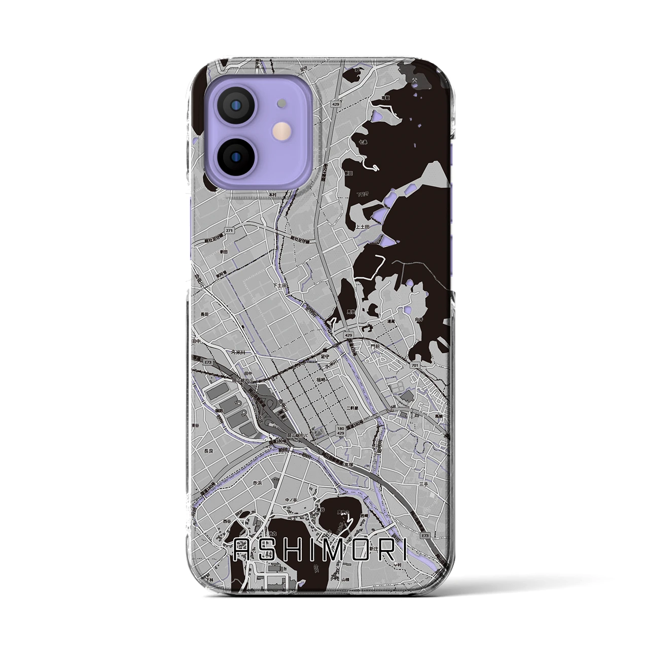【足守(岡山県)】地図柄iPhoneケース(クリアタイプ)