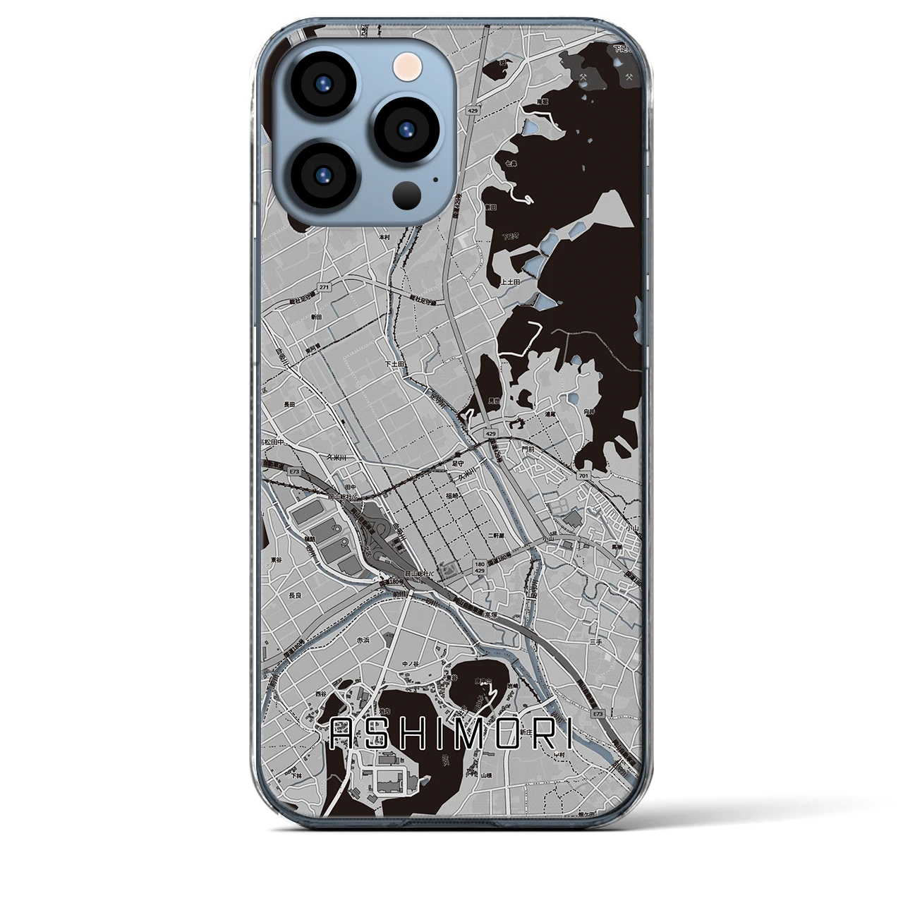 【足守(岡山県)】地図柄iPhoneケース(クリアタイプ)