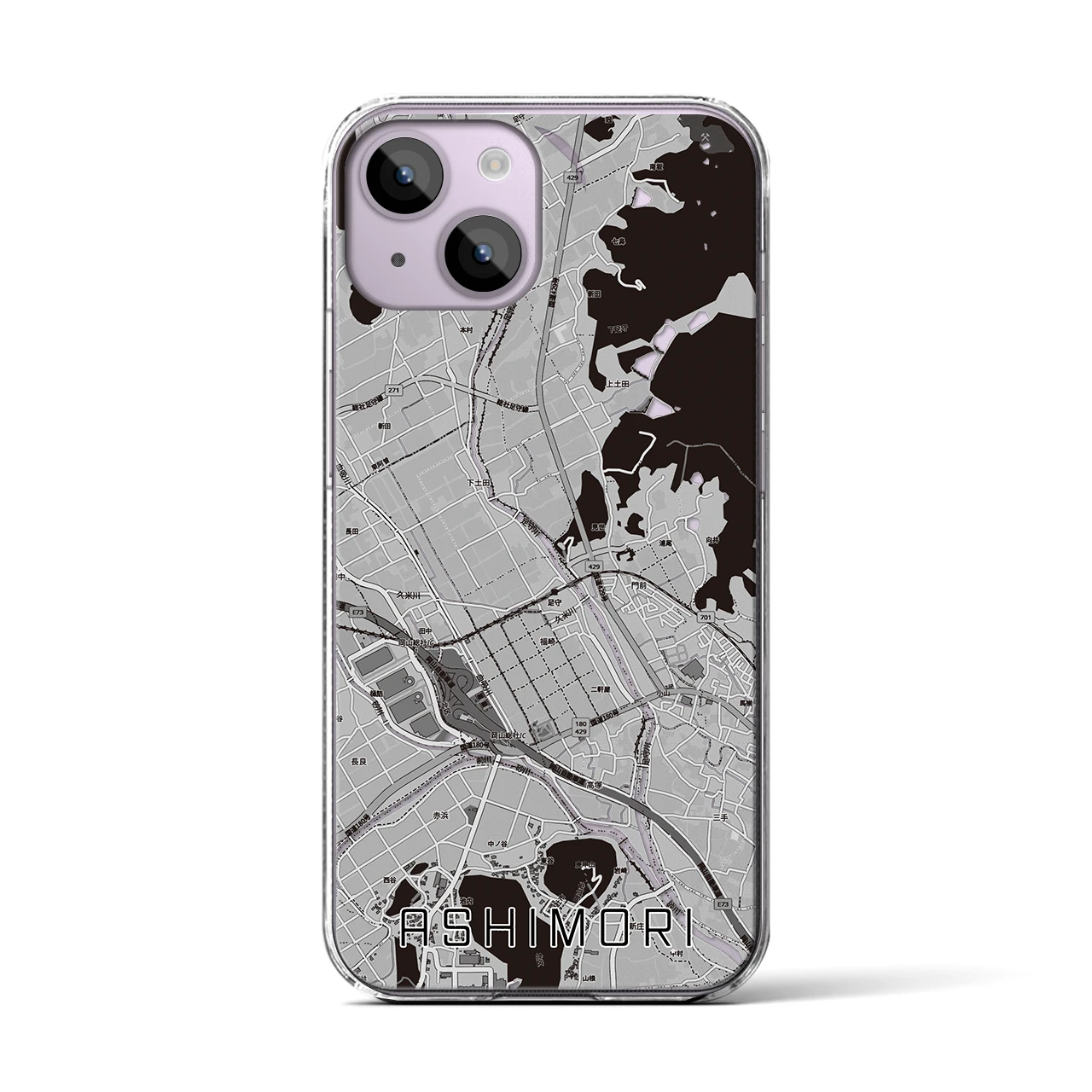 【足守(岡山県)】地図柄iPhoneケース(クリアタイプ)