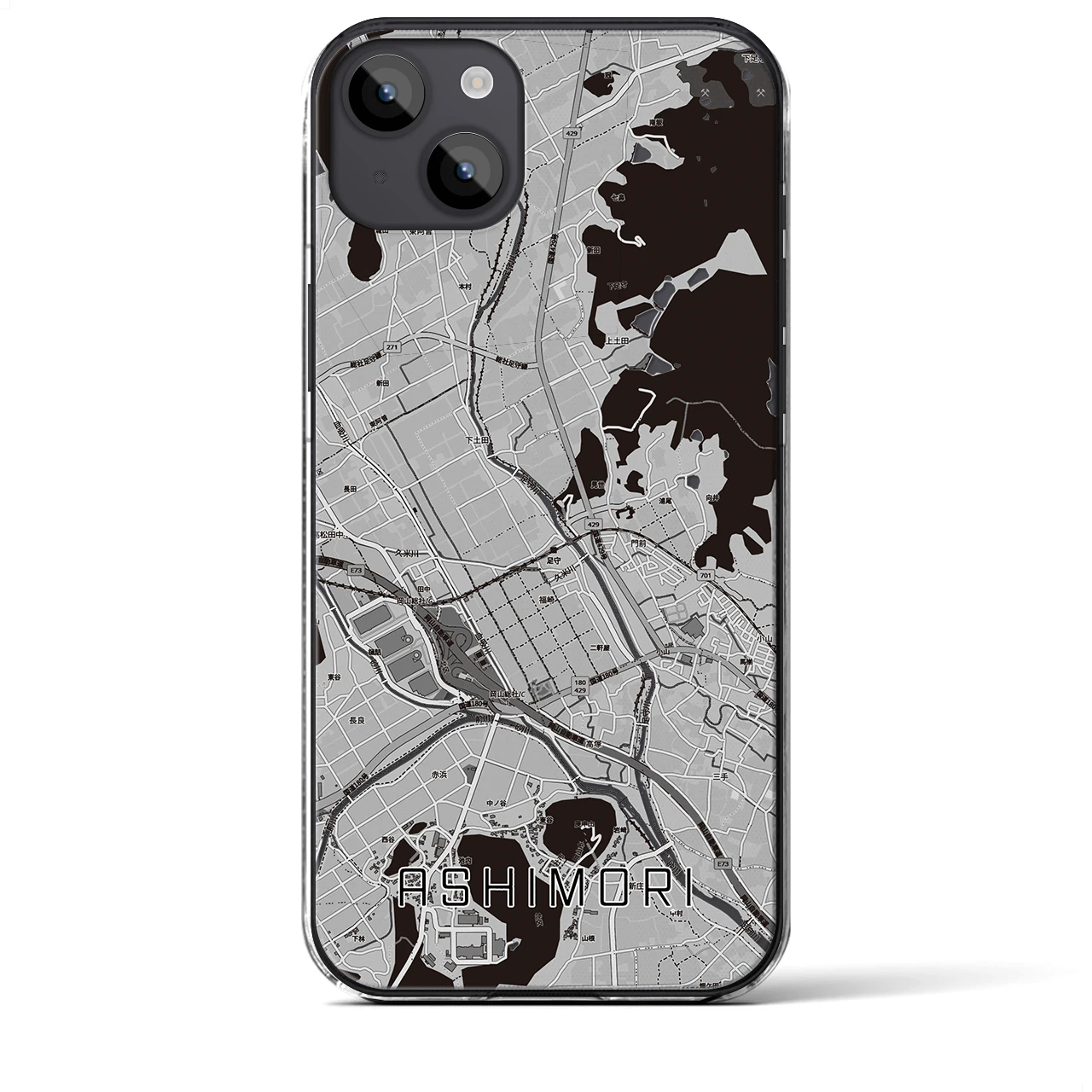 【足守(岡山県)】地図柄iPhoneケース(クリアタイプ)