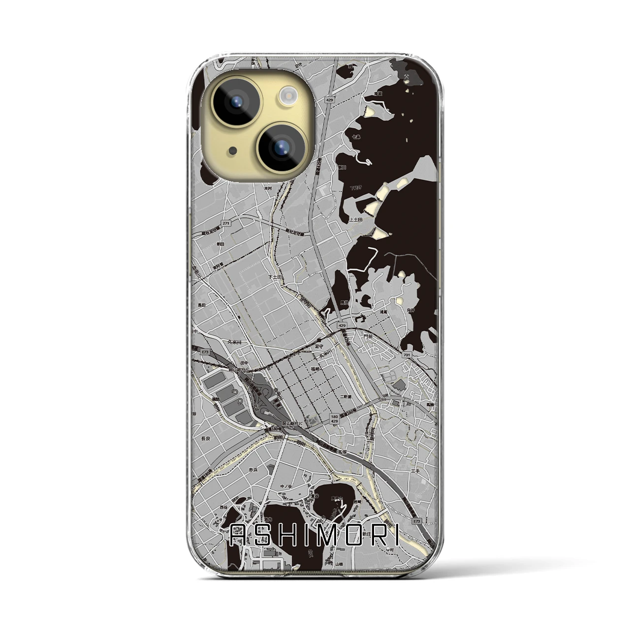 【足守(岡山県)】地図柄iPhoneケース(クリアタイプ)