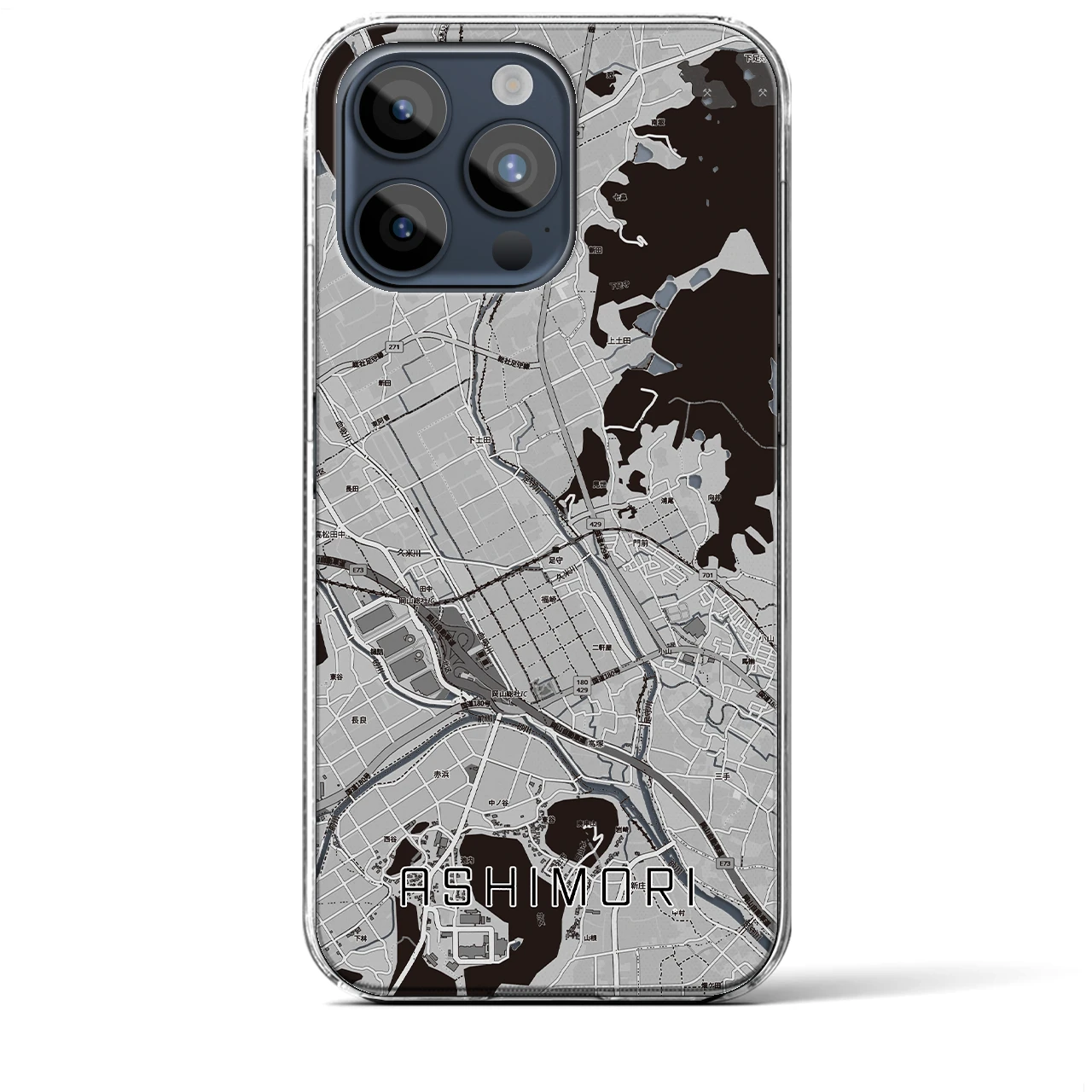 【足守(岡山県)】地図柄iPhoneケース(クリアタイプ)