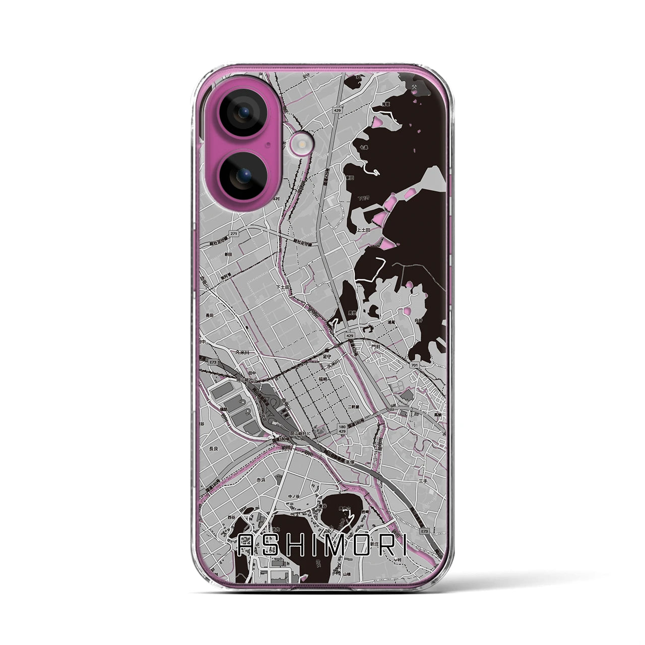 【足守(岡山県)】地図柄iPhoneケース(クリアタイプ)