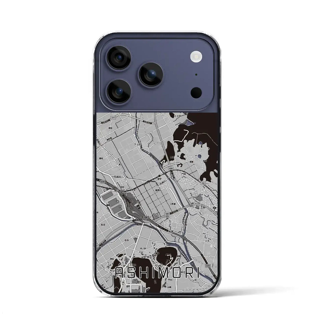 【足守(岡山県)】地図柄iPhoneケース(クリアタイプ)