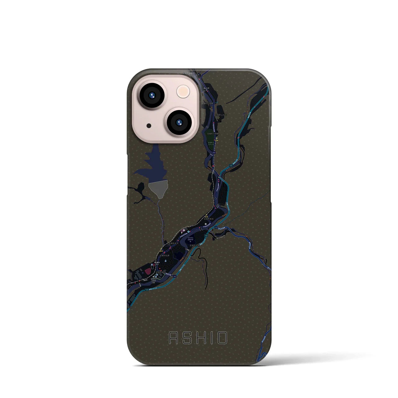 【足尾(栃木県)】地図柄iPhoneケース(バックカバータイプ)