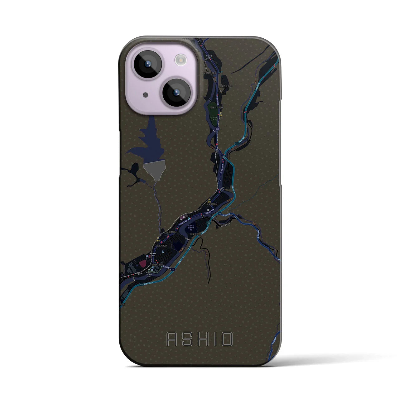 【足尾(栃木県)】地図柄iPhoneケース(バックカバータイプ)