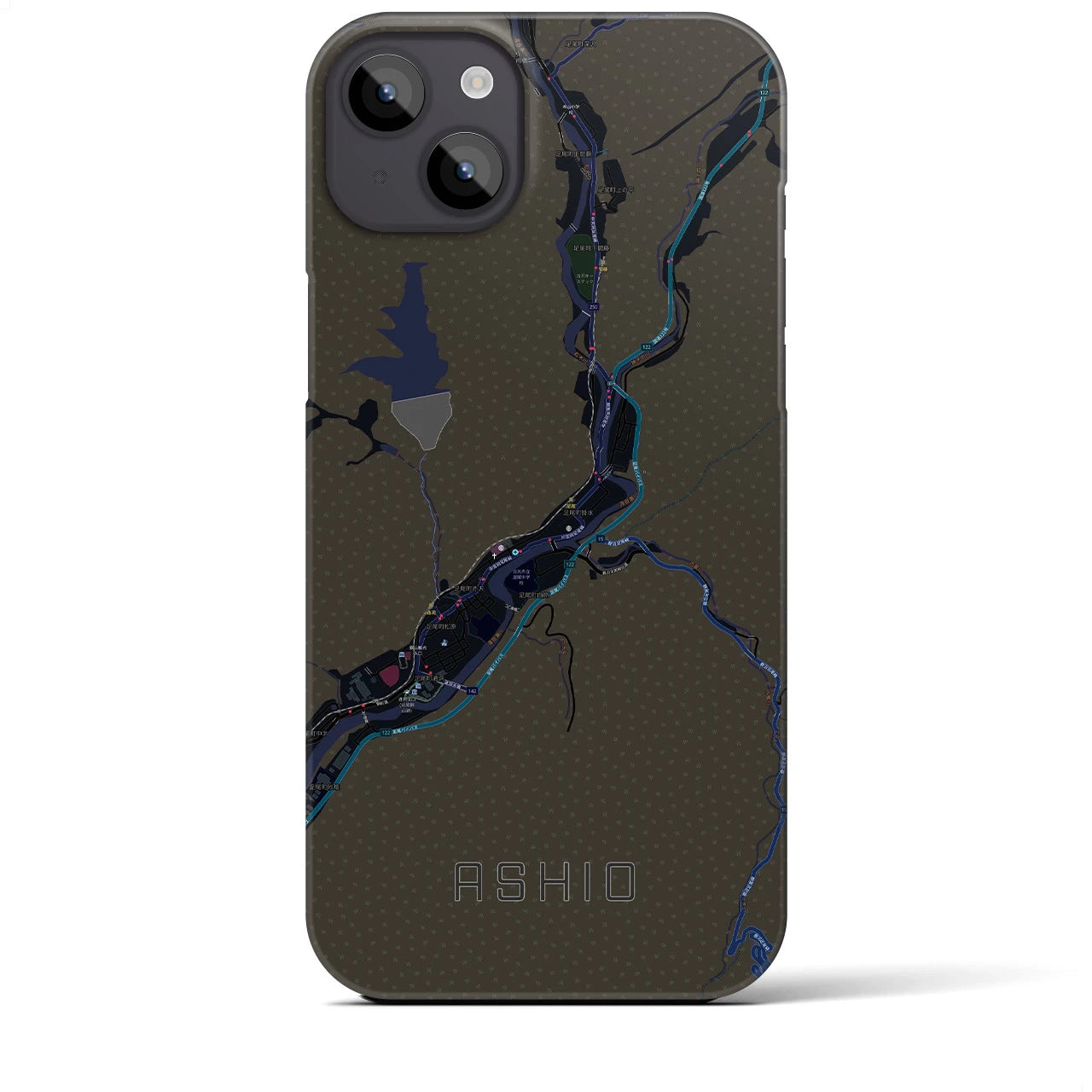 【足尾(栃木県)】地図柄iPhoneケース(バックカバータイプ)