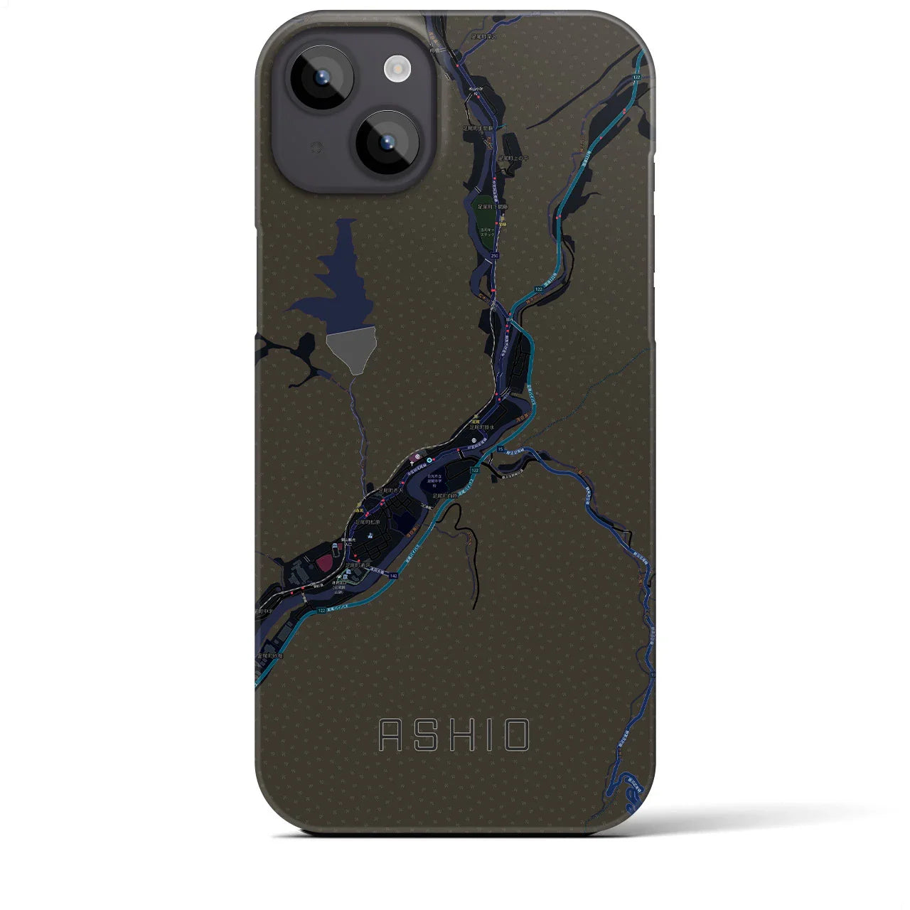 【足尾(栃木県)】地図柄iPhoneケース(バックカバータイプ)