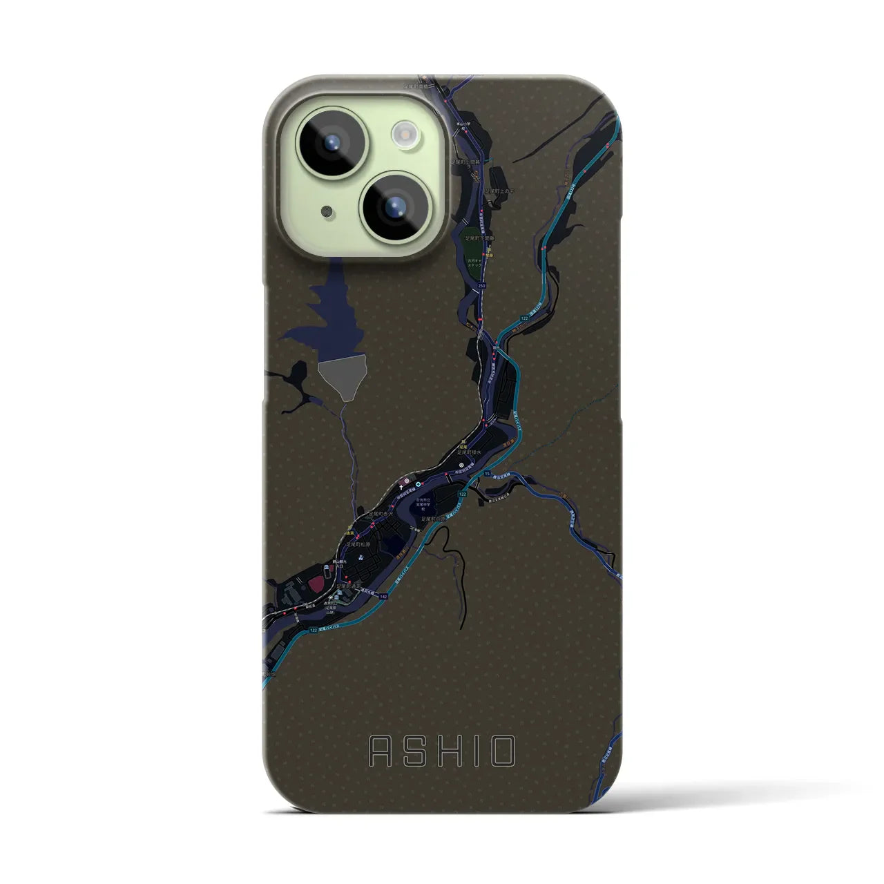 【足尾(栃木県)】地図柄iPhoneケース(バックカバータイプ)