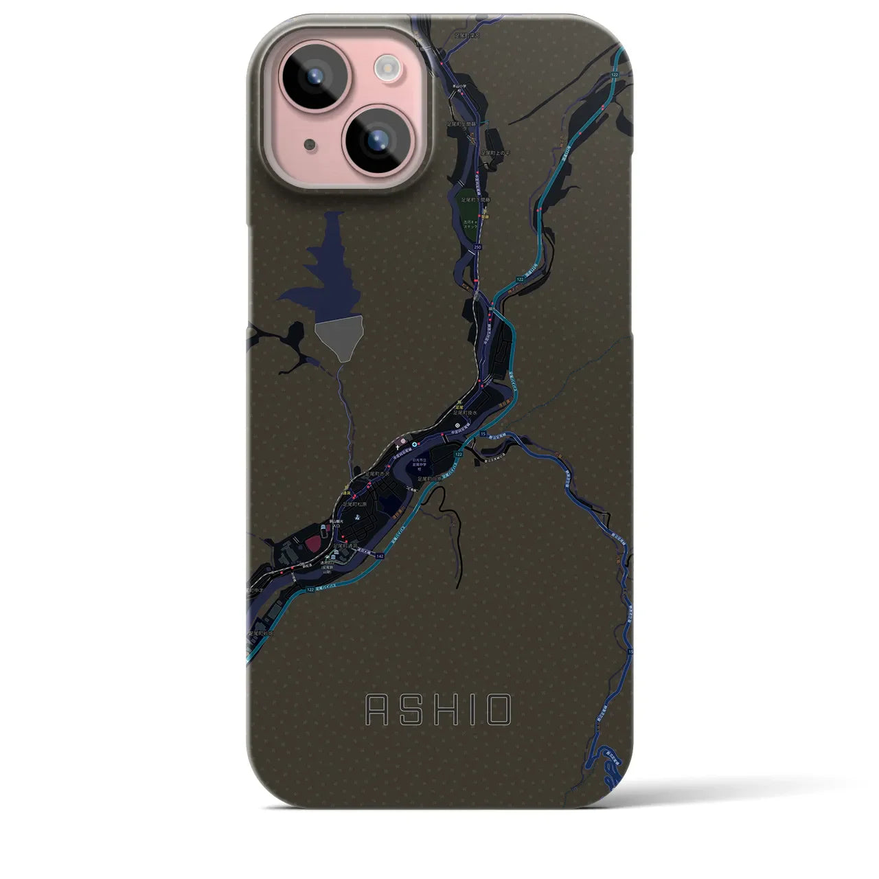 【足尾(栃木県)】地図柄iPhoneケース(バックカバータイプ)