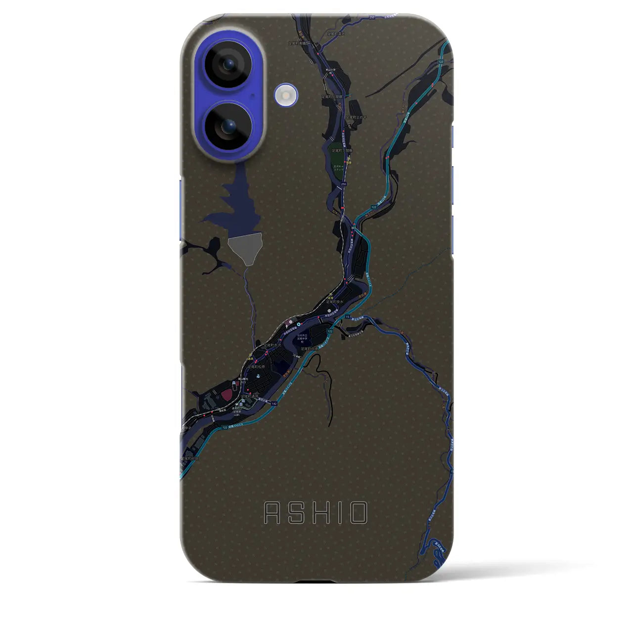 【足尾(栃木県)】地図柄iPhoneケース(バックカバータイプ)