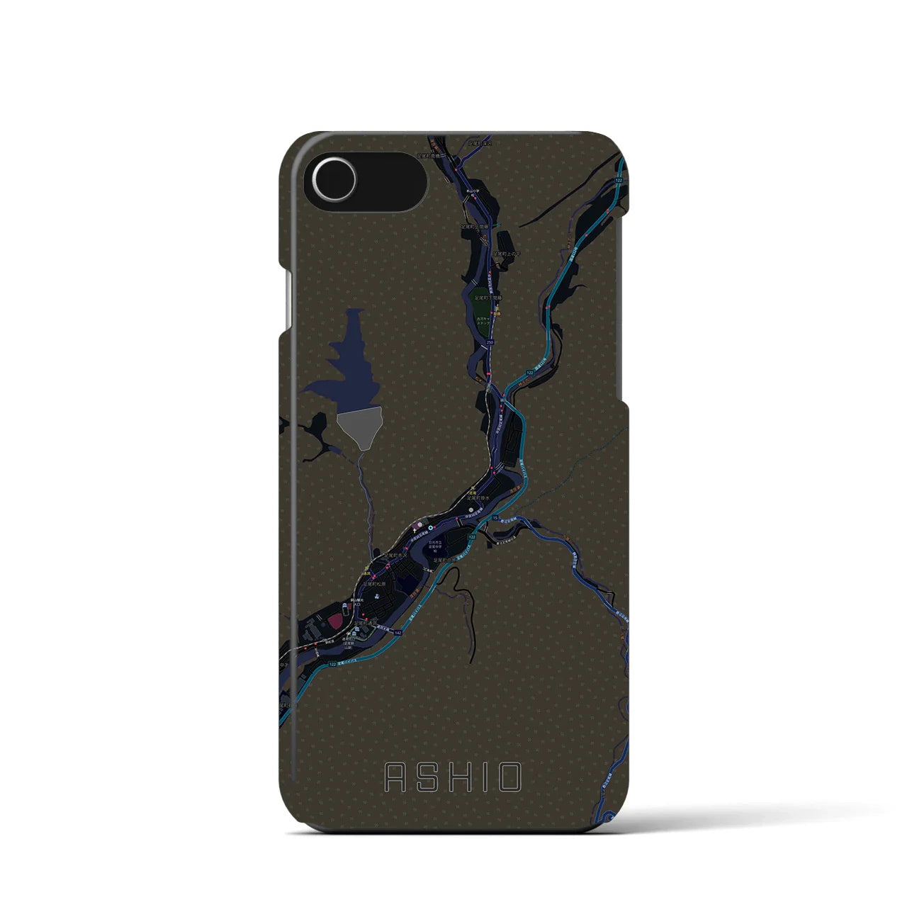 【足尾(栃木県)】地図柄iPhoneケース(バックカバータイプ)