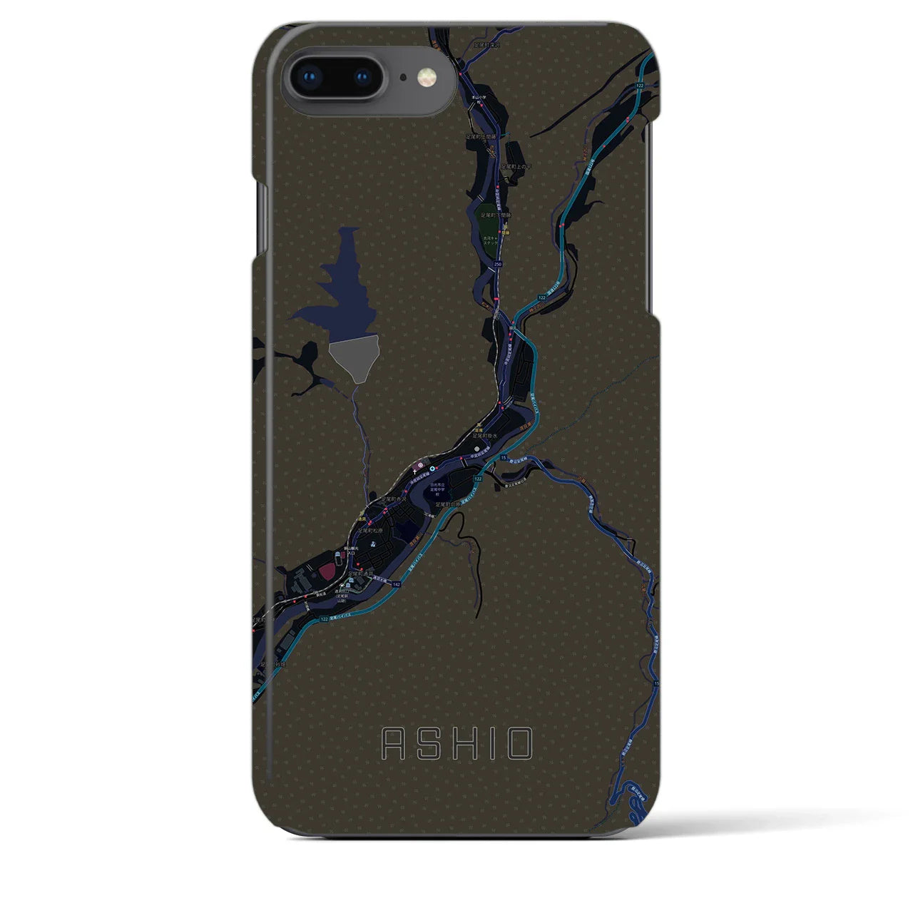 【足尾(栃木県)】地図柄iPhoneケース(バックカバータイプ)
