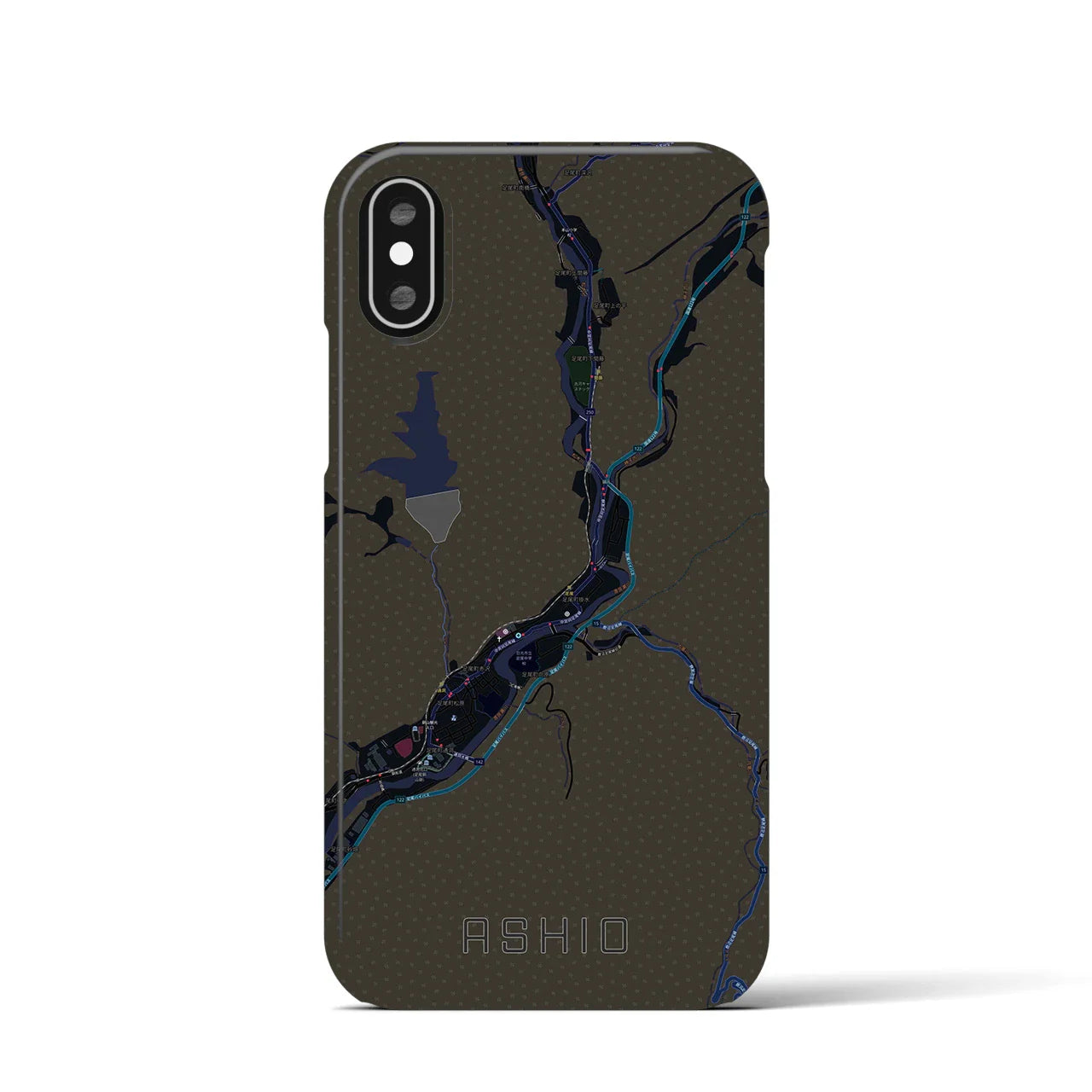 【足尾(栃木県)】地図柄iPhoneケース(バックカバータイプ)
