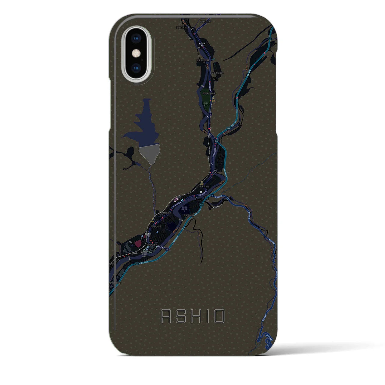【足尾(栃木県)】地図柄iPhoneケース(バックカバータイプ)
