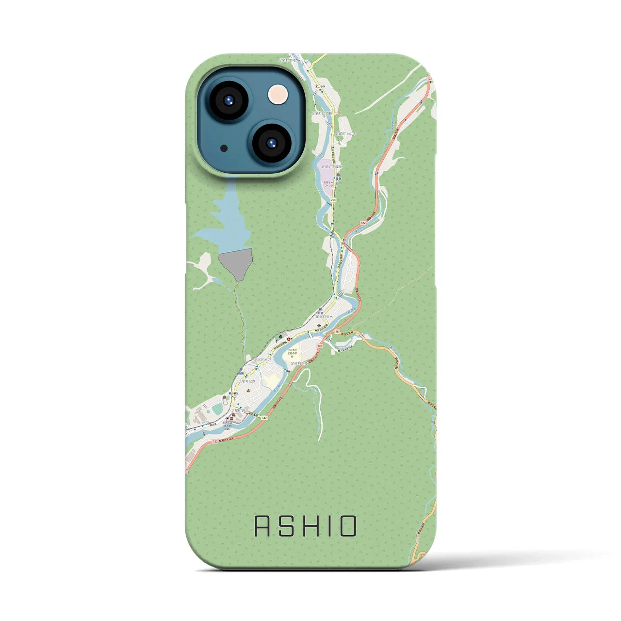 【足尾(栃木県)】地図柄iPhoneケース(バックカバータイプ)
