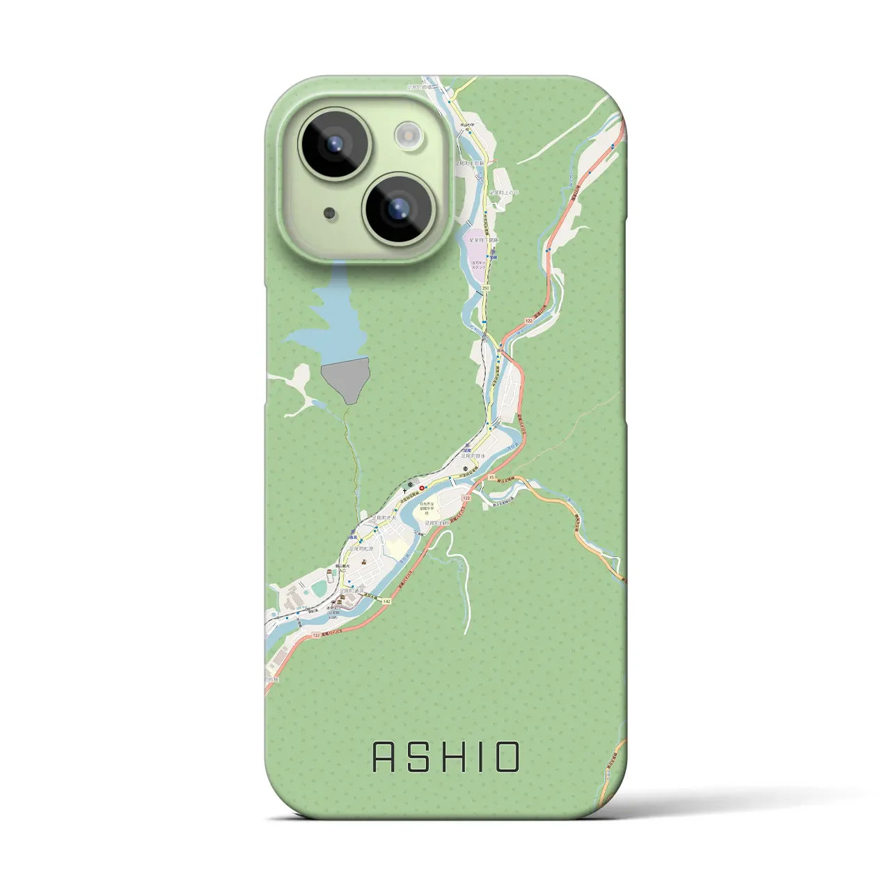 【足尾(栃木県)】地図柄iPhoneケース(バックカバータイプ)