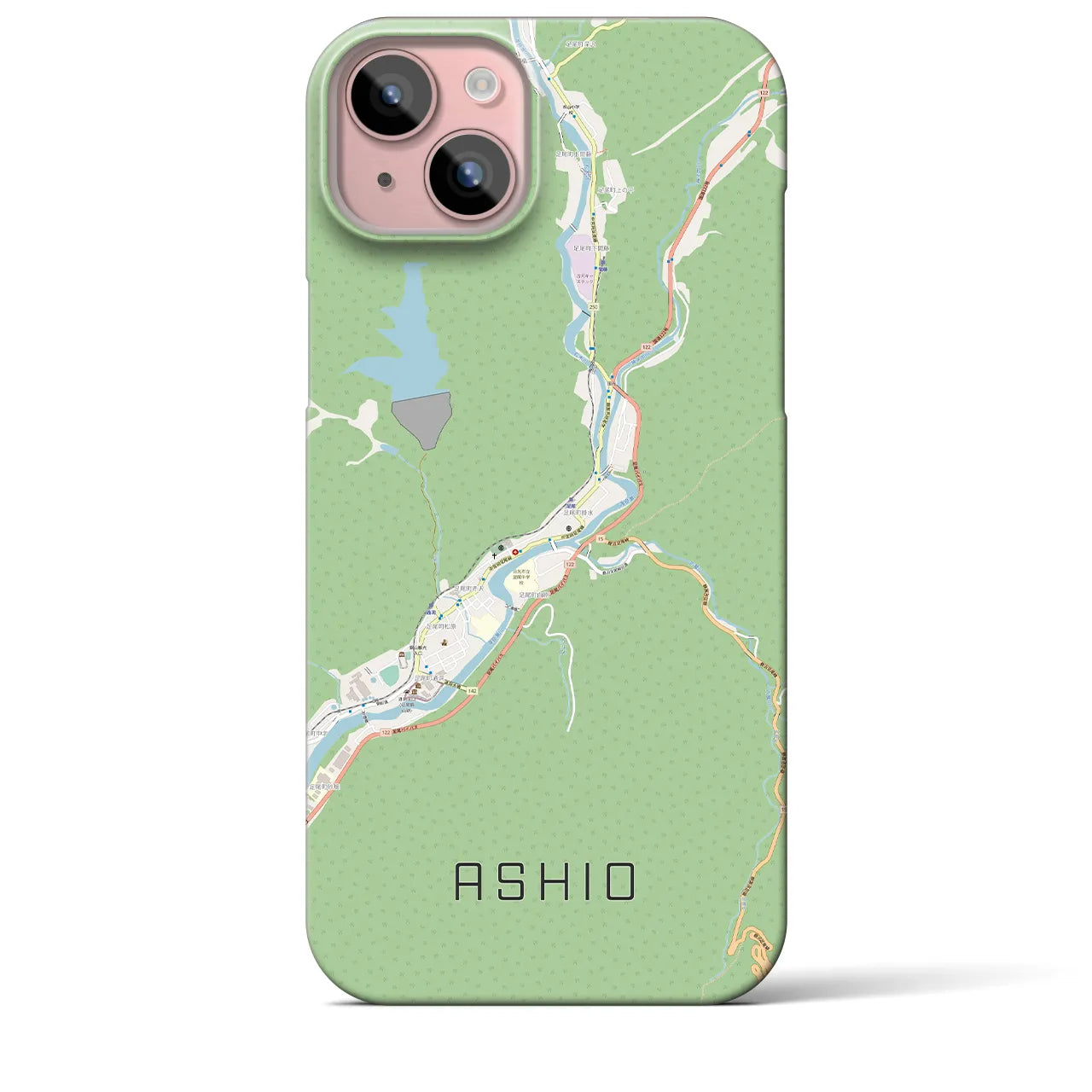 【足尾(栃木県)】地図柄iPhoneケース(バックカバータイプ)