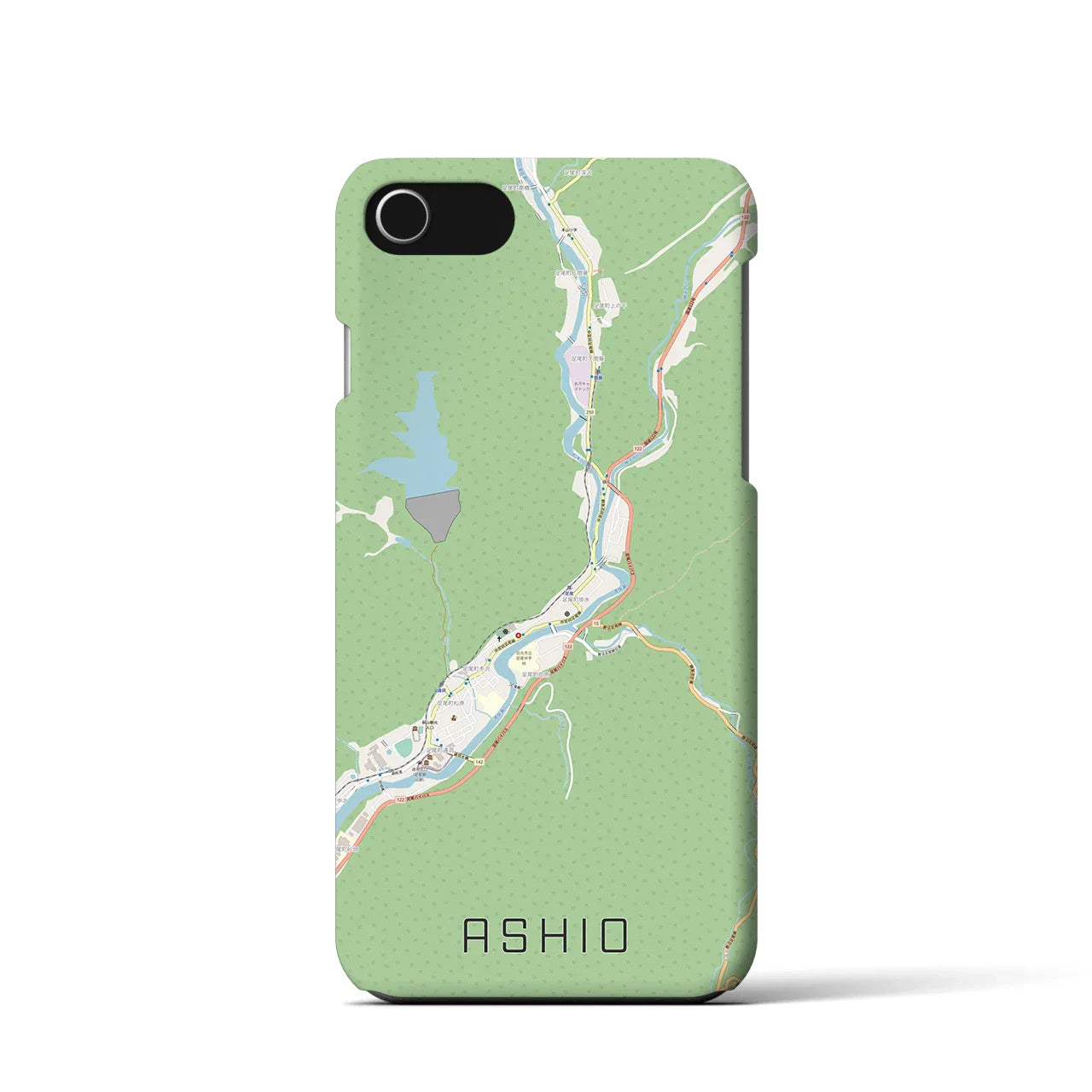 【足尾(栃木県)】地図柄iPhoneケース(バックカバータイプ)