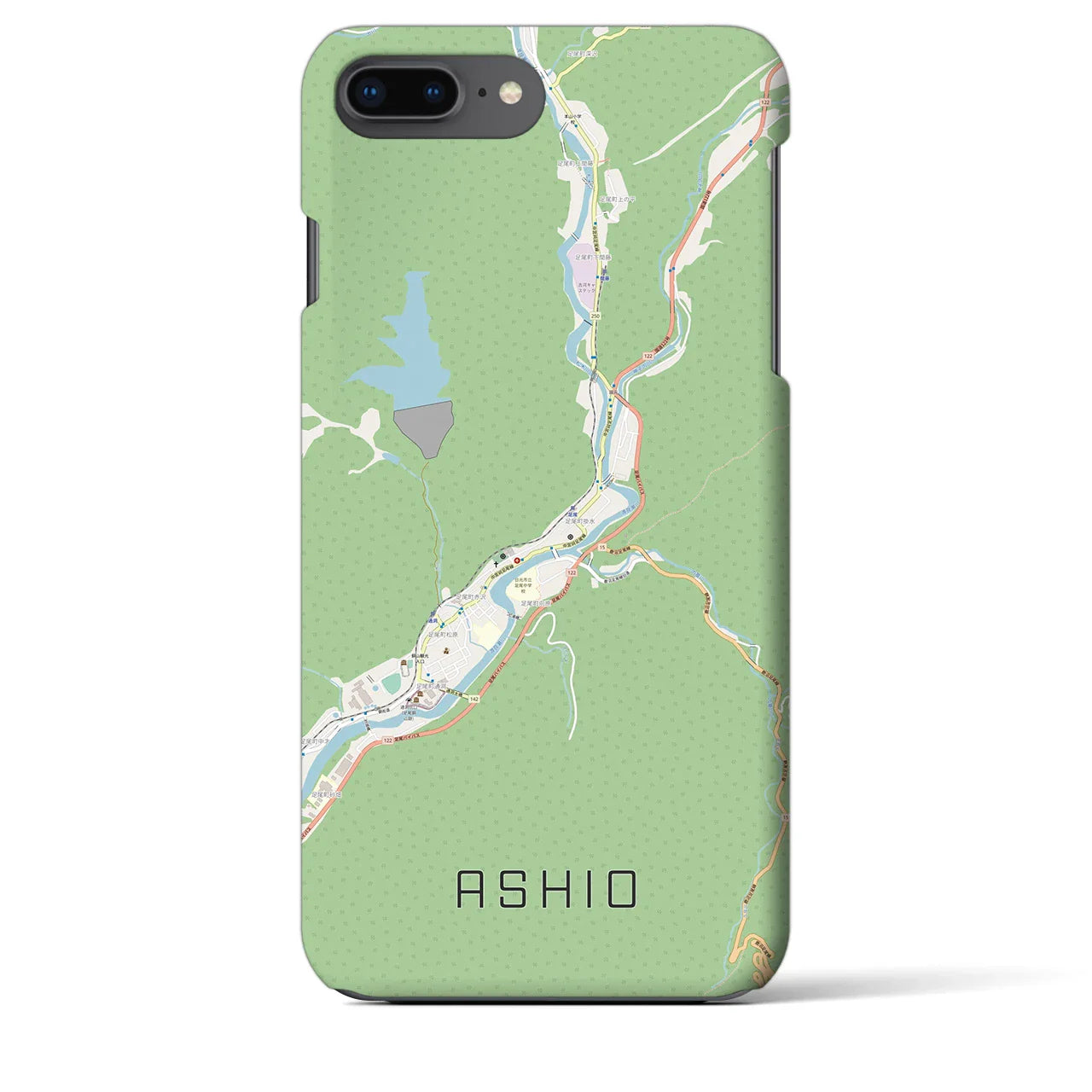【足尾(栃木県)】地図柄iPhoneケース(バックカバータイプ)