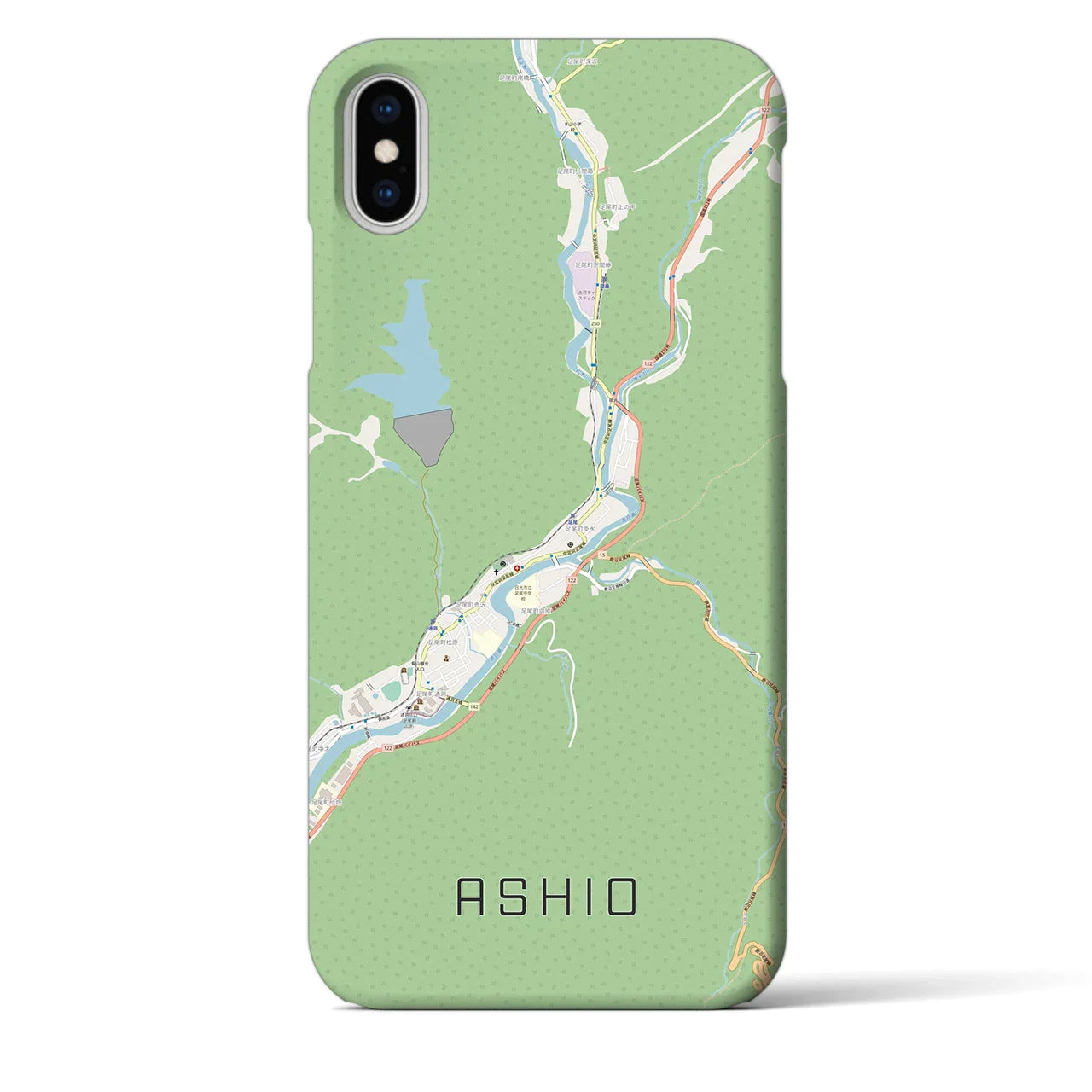 【足尾(栃木県)】地図柄iPhoneケース(バックカバータイプ)
