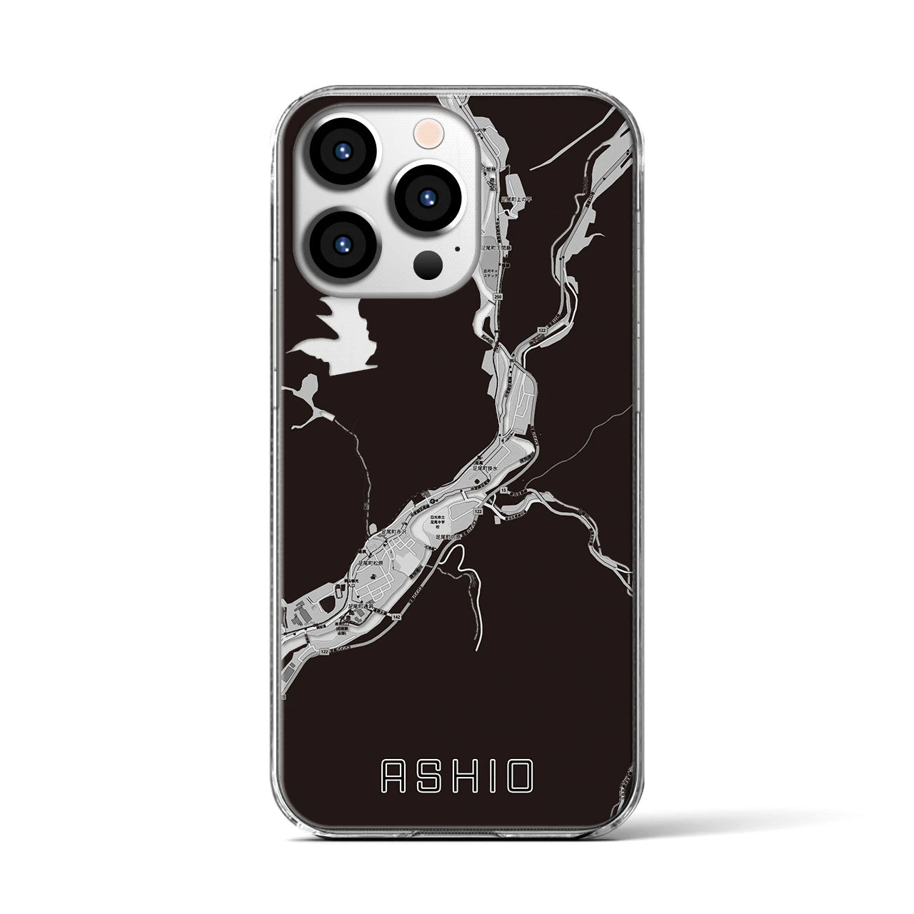 【足尾(栃木県)】地図柄iPhoneケース(クリアタイプ)