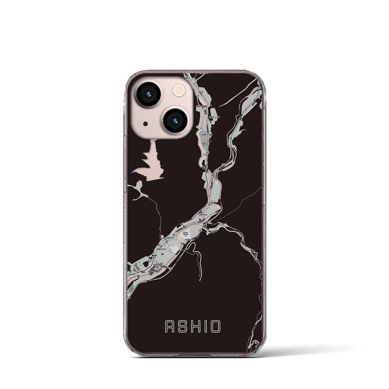 【足尾(栃木県)】地図柄iPhoneケース(クリアタイプ)