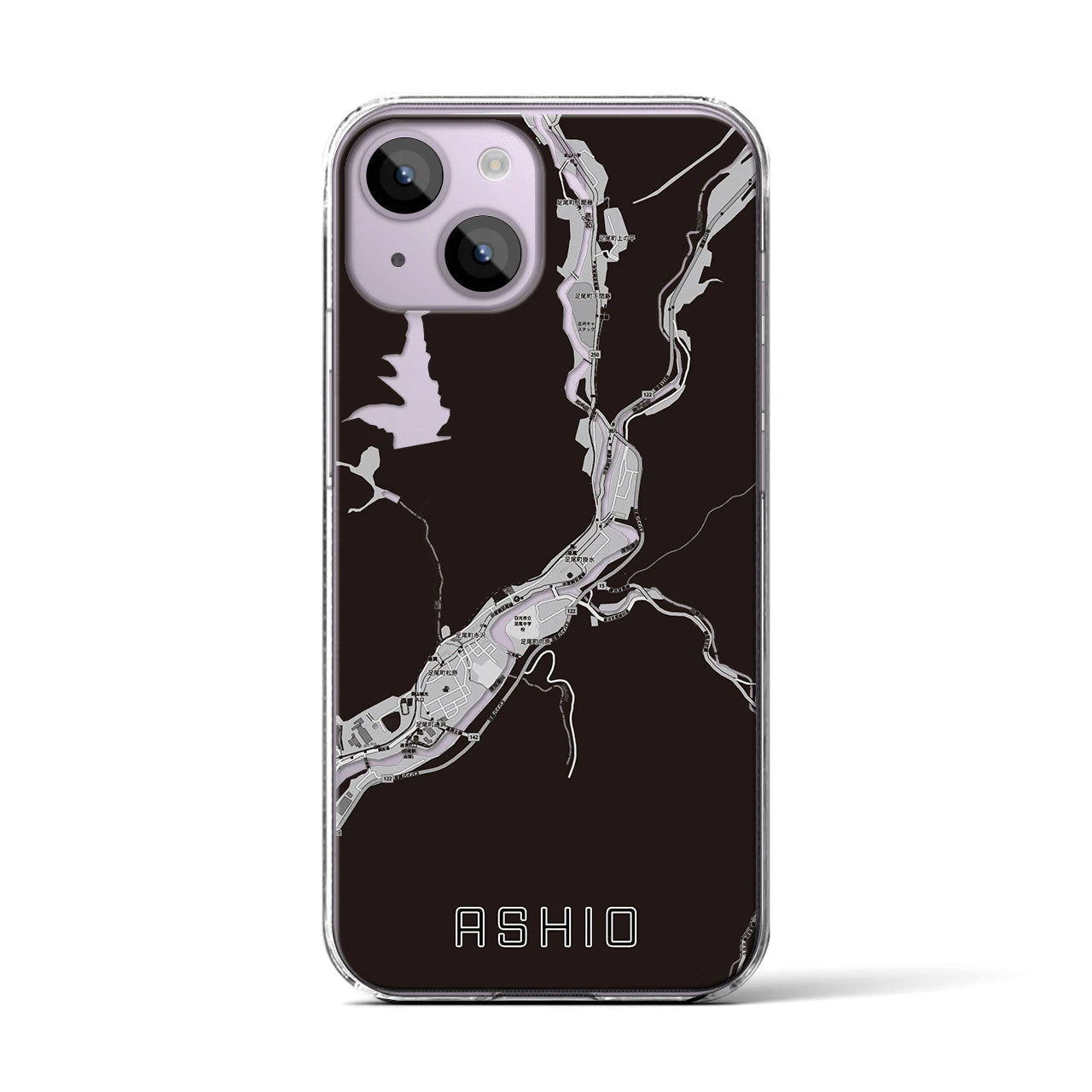 【足尾(栃木県)】地図柄iPhoneケース(クリアタイプ)