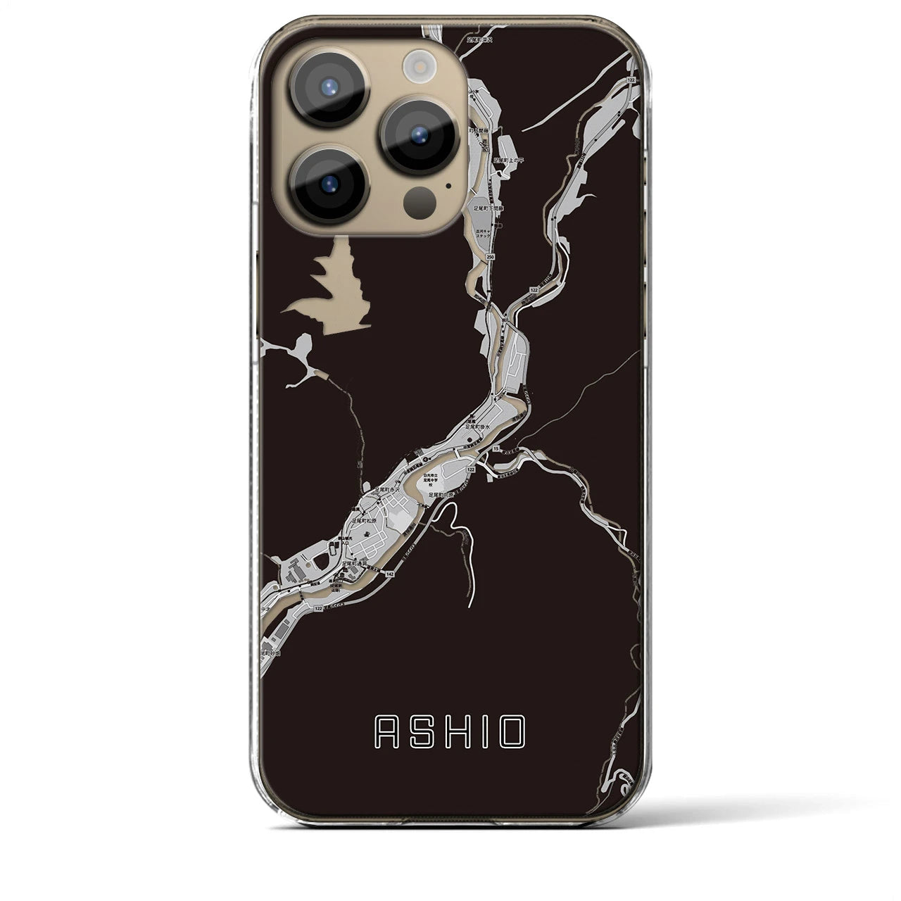 【足尾(栃木県)】地図柄iPhoneケース(クリアタイプ)