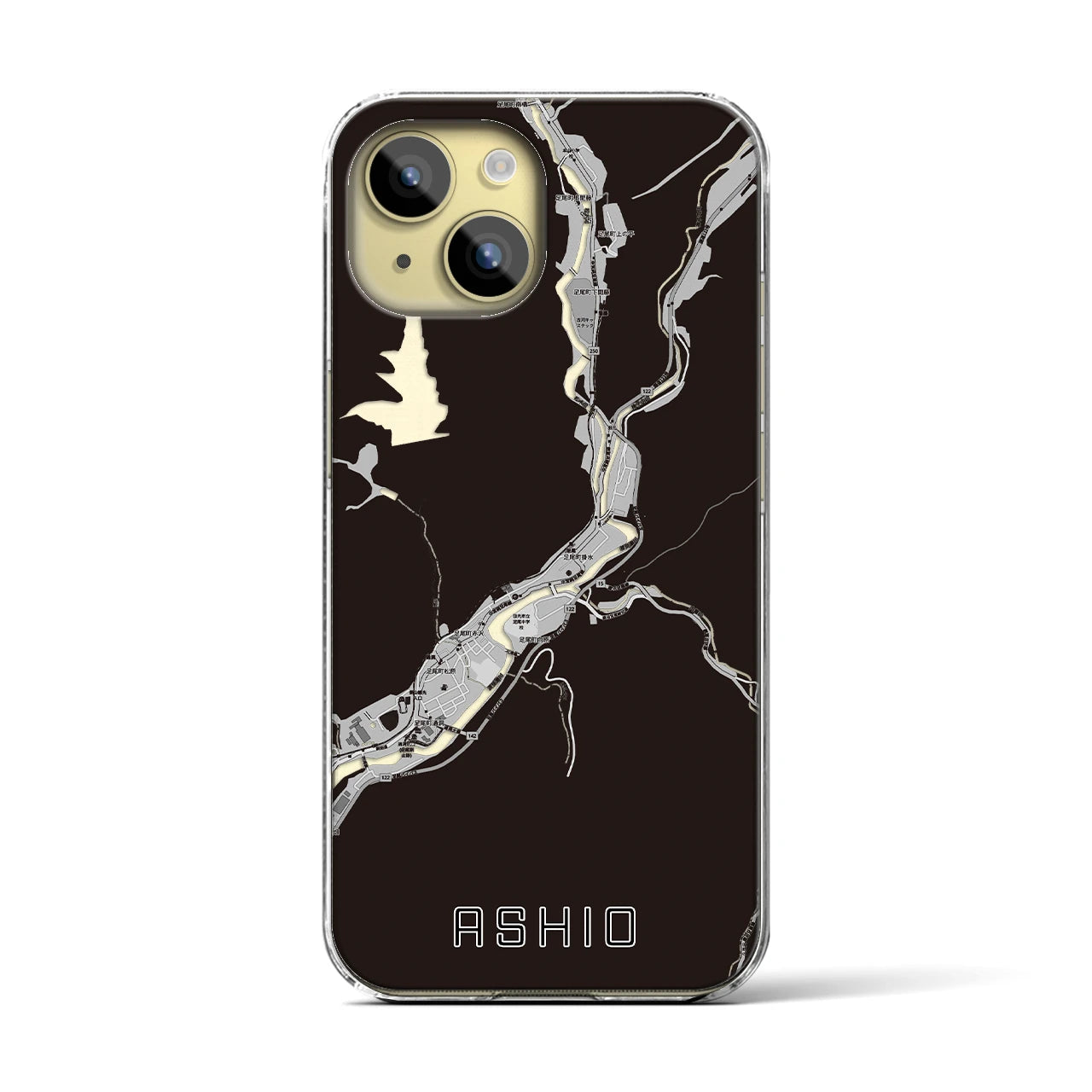 【足尾(栃木県)】地図柄iPhoneケース(クリアタイプ)