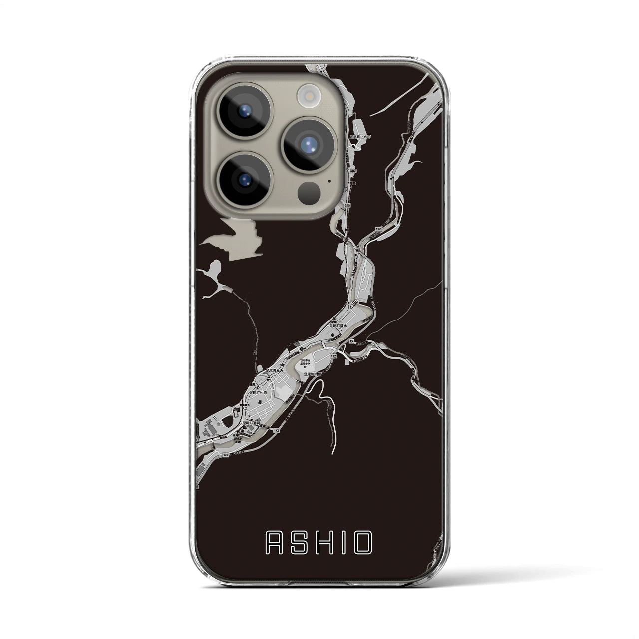 【足尾(栃木県)】地図柄iPhoneケース(クリアタイプ)