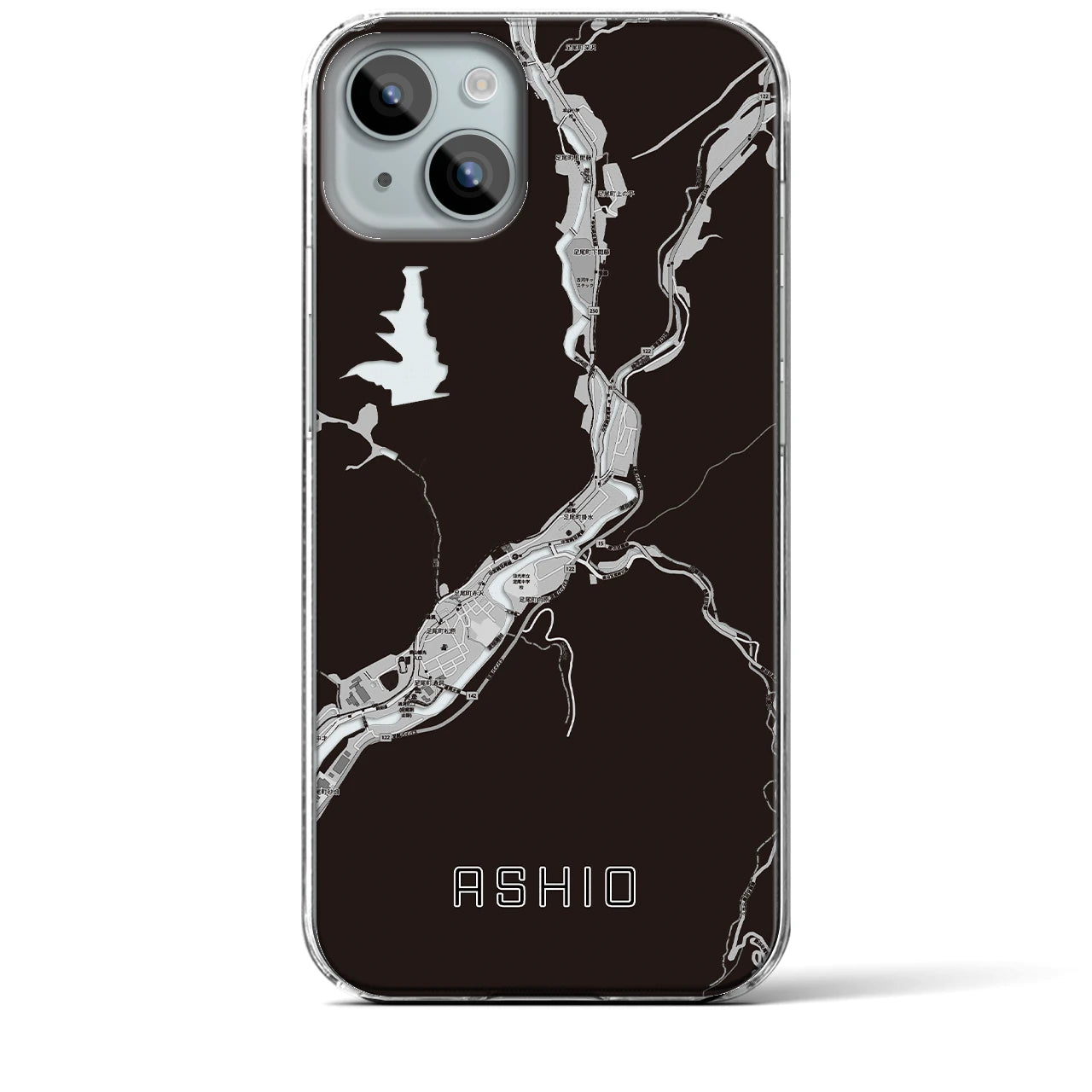 【足尾(栃木県)】地図柄iPhoneケース(クリアタイプ)