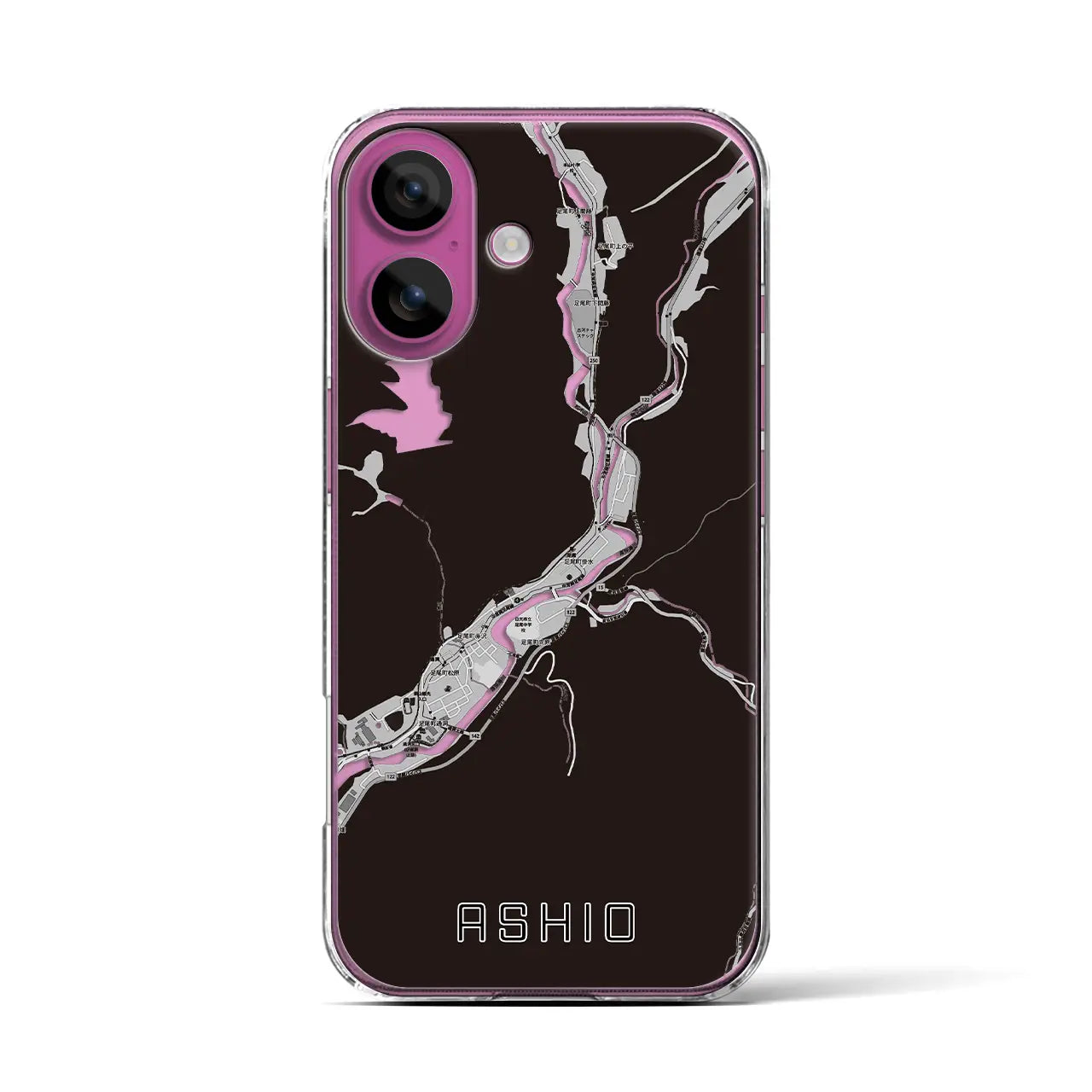 【足尾(栃木県)】地図柄iPhoneケース(クリアタイプ)