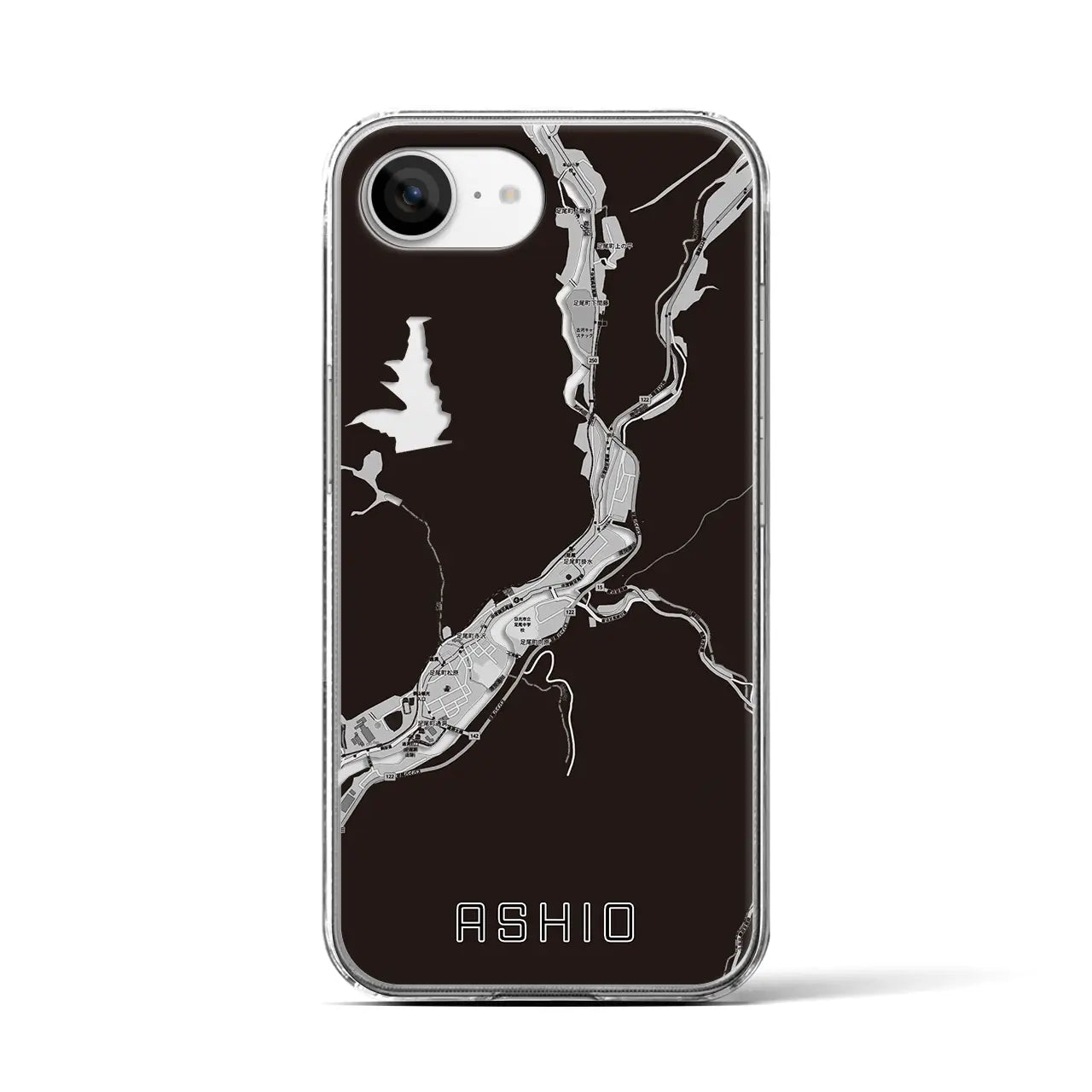 【足尾(栃木県)】地図柄iPhoneケース(クリアタイプ)