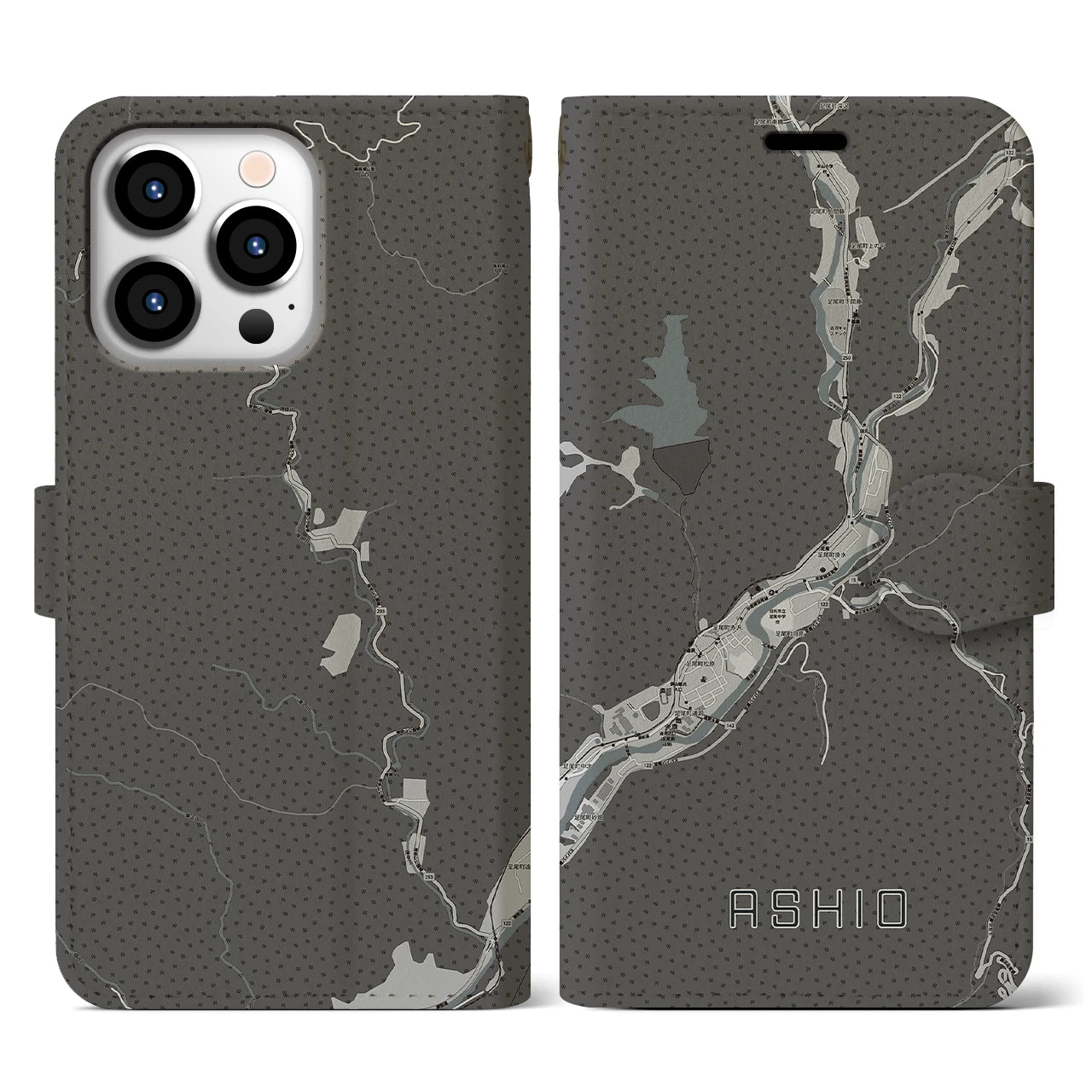 【足尾(栃木県)】地図柄iPhoneケース(手帳タイプ)