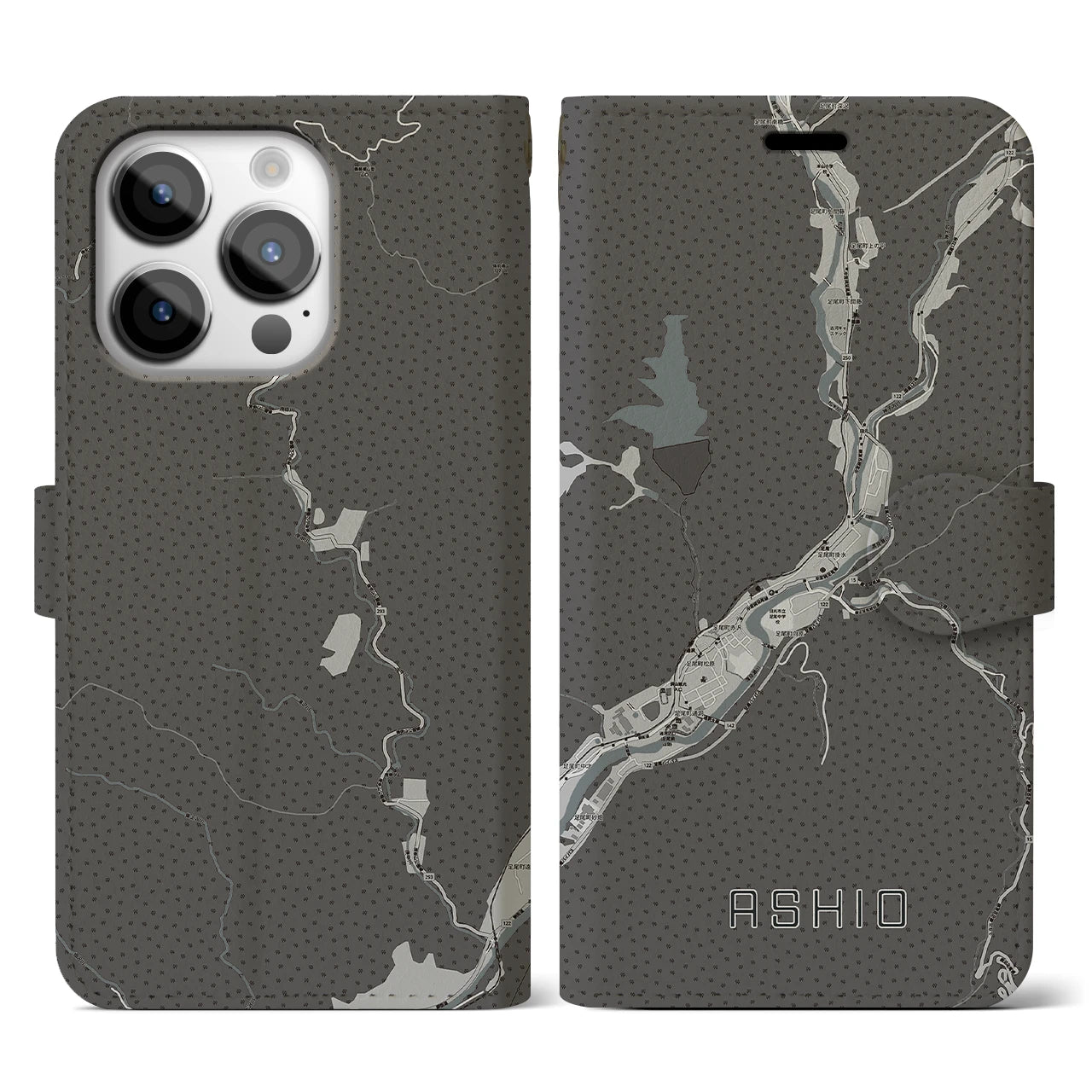 【足尾(栃木県)】地図柄iPhoneケース(手帳タイプ)