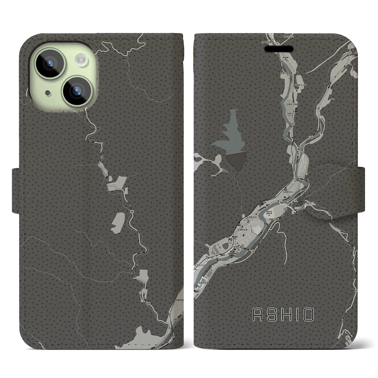 【足尾(栃木県)】地図柄iPhoneケース(手帳タイプ)