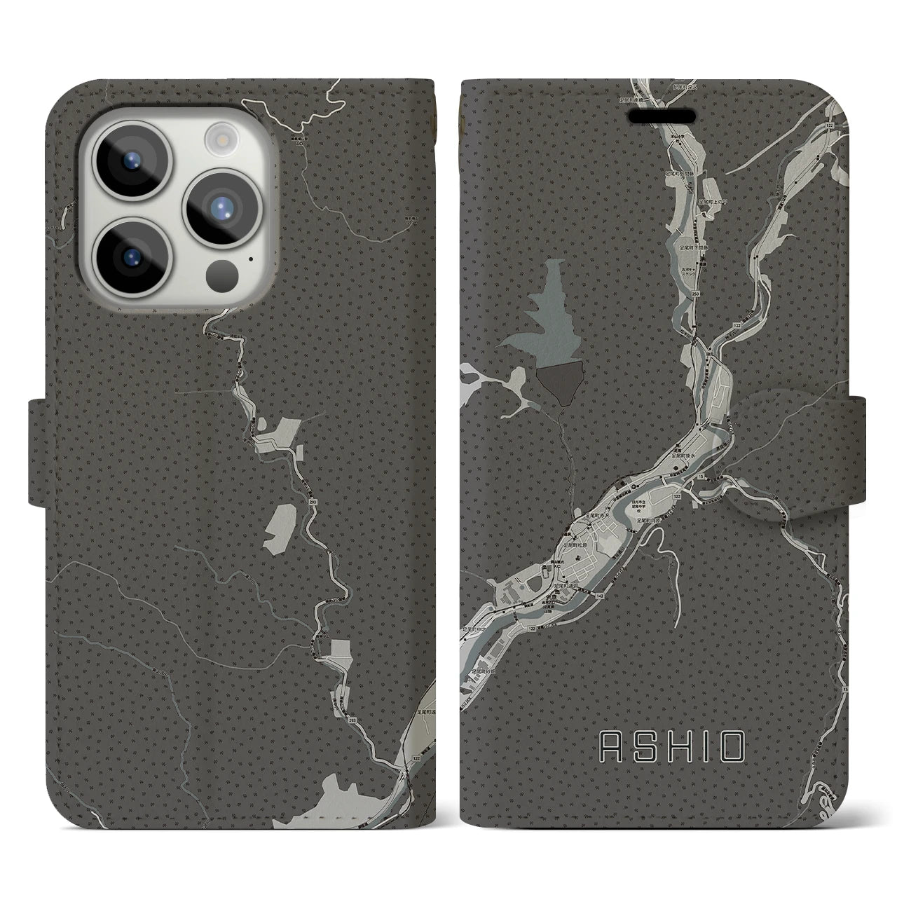 【足尾(栃木県)】地図柄iPhoneケース(手帳タイプ)