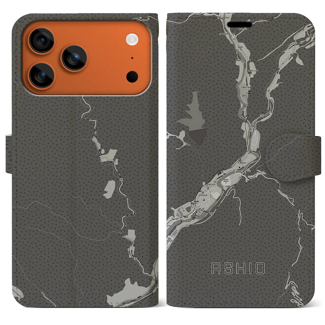 【足尾(栃木県)】地図柄iPhoneケース(手帳タイプ)