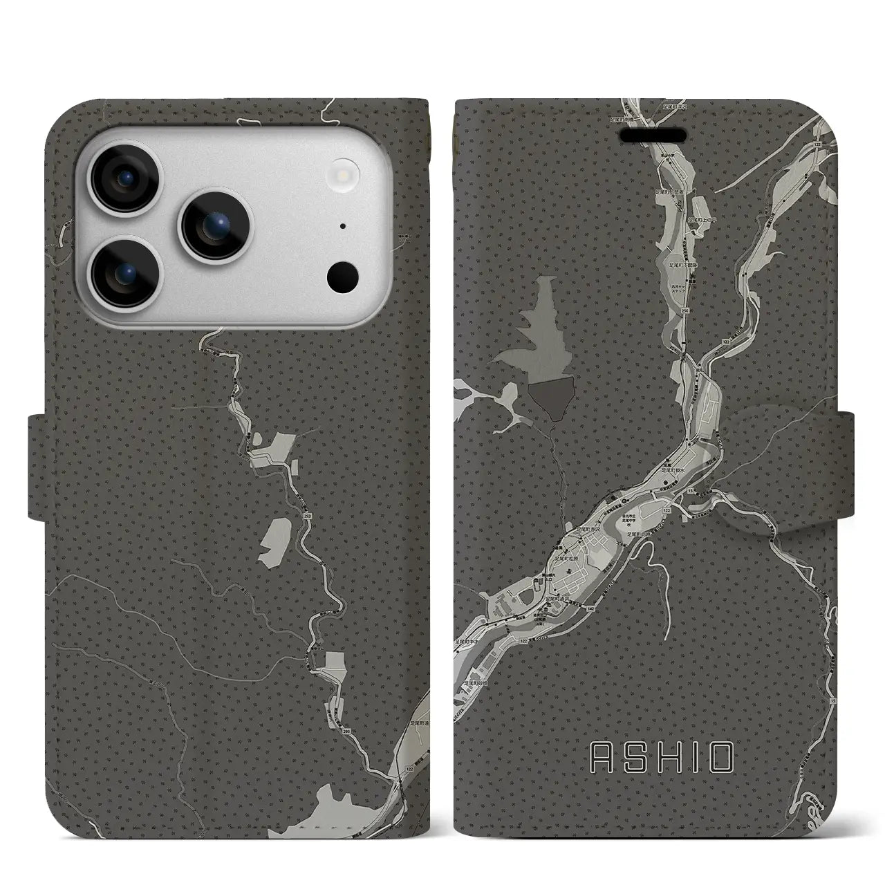 【足尾(栃木県)】地図柄iPhoneケース(手帳タイプ)