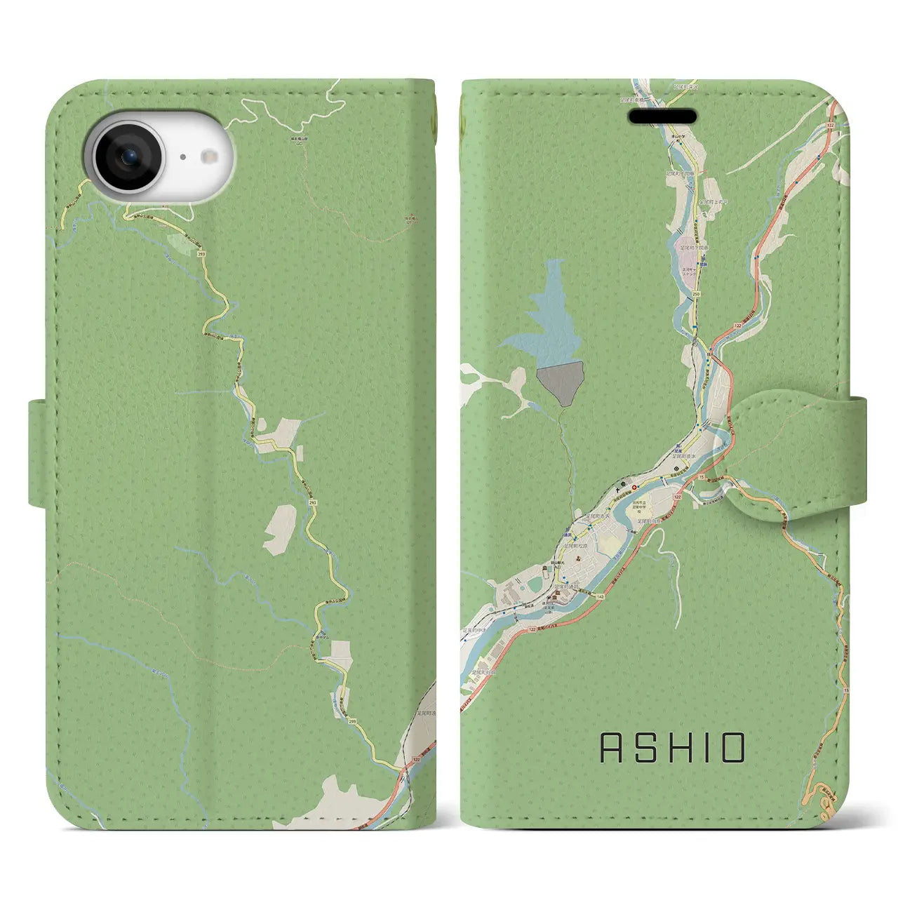 【足尾(栃木県)】地図柄iPhoneケース(手帳タイプ)