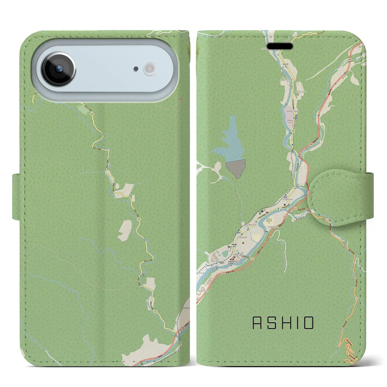 【足尾(栃木県)】地図柄iPhoneケース(手帳タイプ)