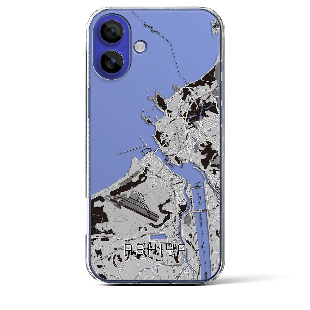 【芦屋(福岡県)】地図柄iPhoneケース(クリアタイプ)モノトーン・iPhone 16 Pro Max 用