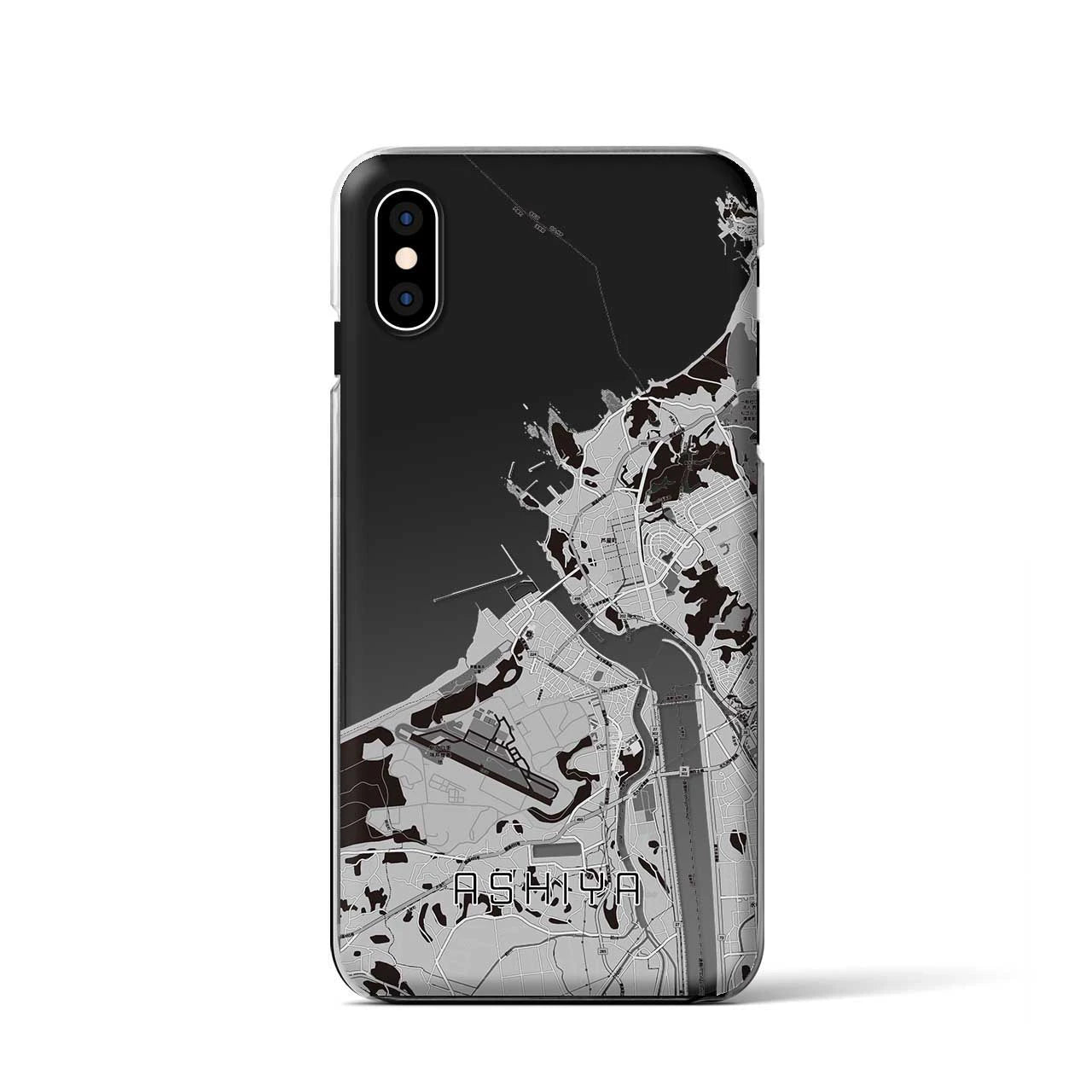 【芦屋(福岡県)】地図柄iPhoneケース(クリアタイプ)モノトーン・iPhone XS / X 用