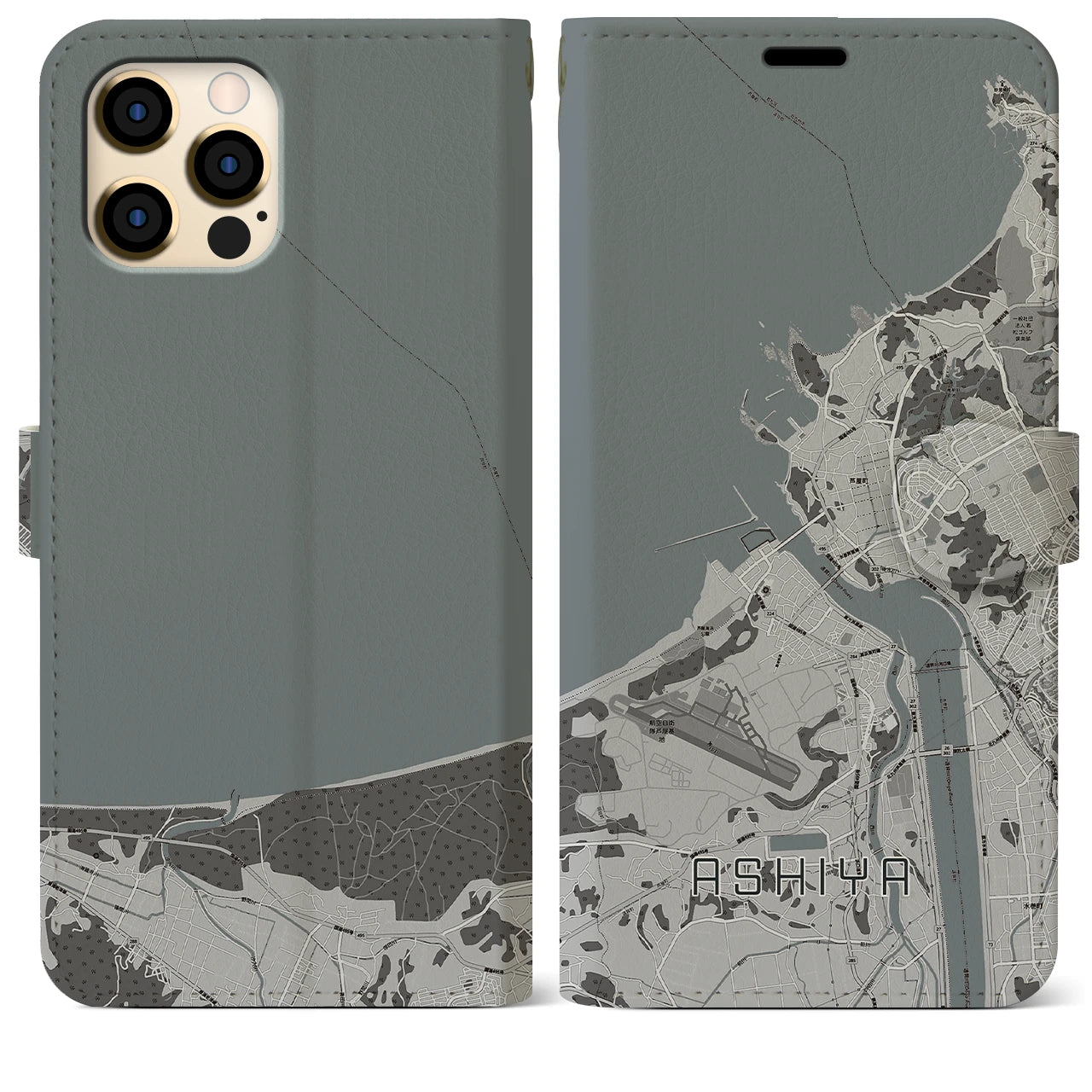 【芦屋(福岡県)】地図柄iPhoneケース(手帳タイプ)