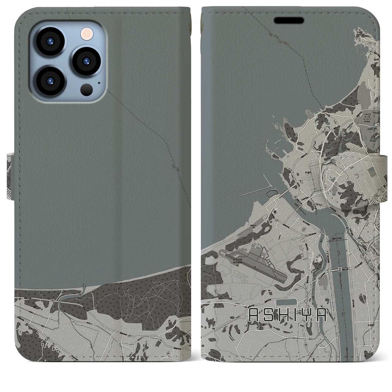 【芦屋(福岡県)】地図柄iPhoneケース(手帳タイプ)