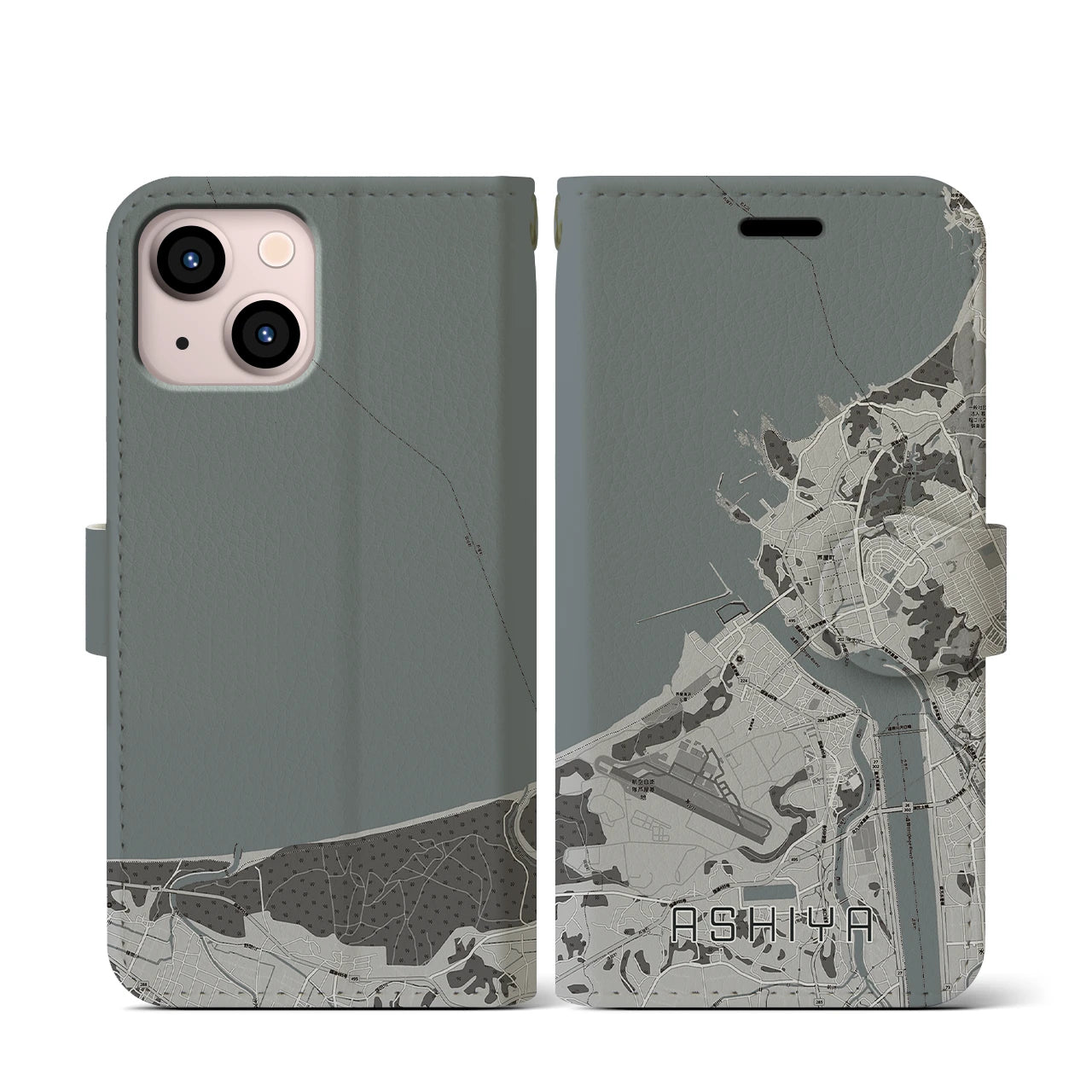 【芦屋(福岡県)】地図柄iPhoneケース(手帳タイプ)