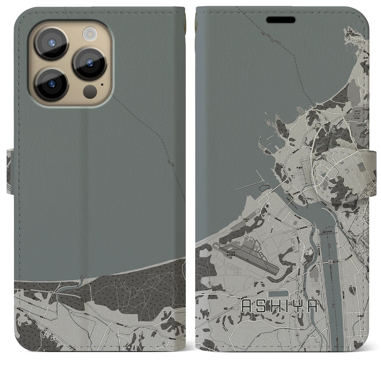 【芦屋(福岡県)】地図柄iPhoneケース(手帳タイプ)