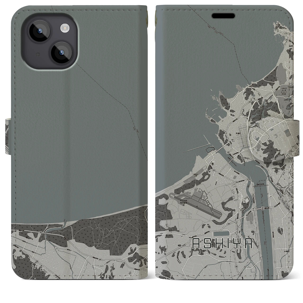 【芦屋(福岡県)】地図柄iPhoneケース(手帳タイプ)